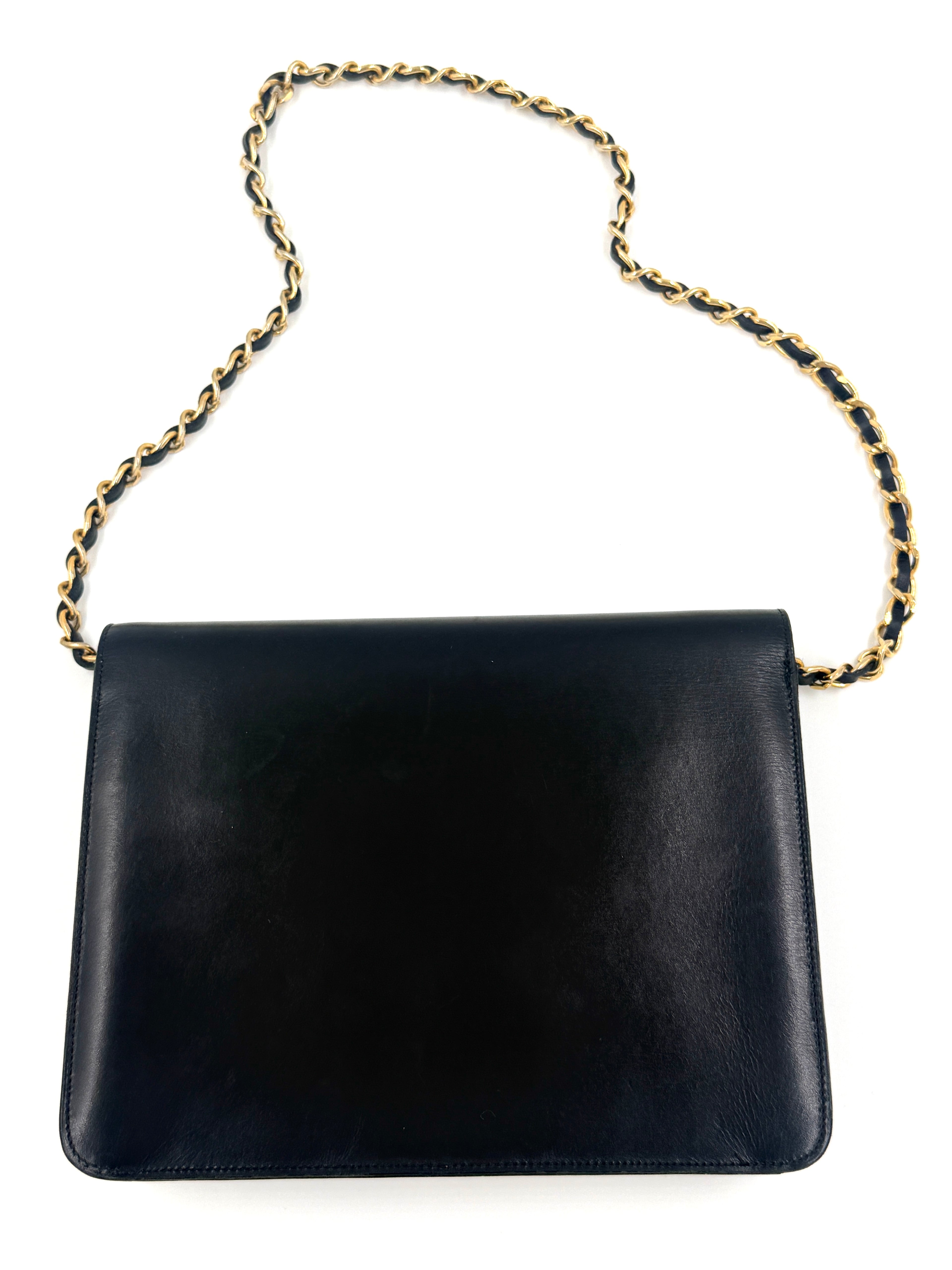 Chanel Square Single Flap Bag 1980s Gold Hardware Pre-Owned Authentic