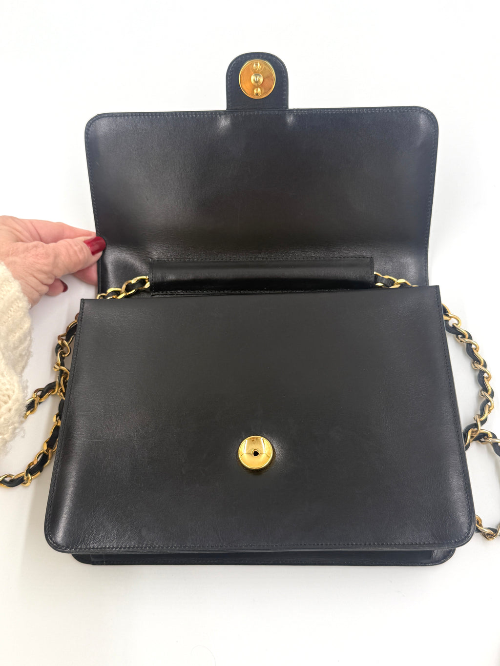 Chanel Square Single Flap Bag 1980s Gold Hardware Pre-Owned Authentic