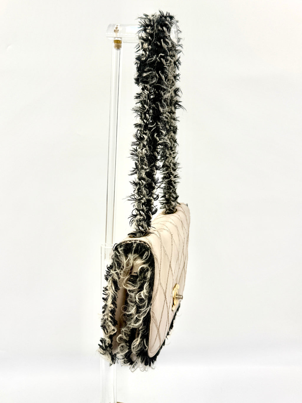 Chanel Trendy CC Leather and Tweed Shoulder/Crossbody Bag Ivory and Black Pre-Owned Authentic