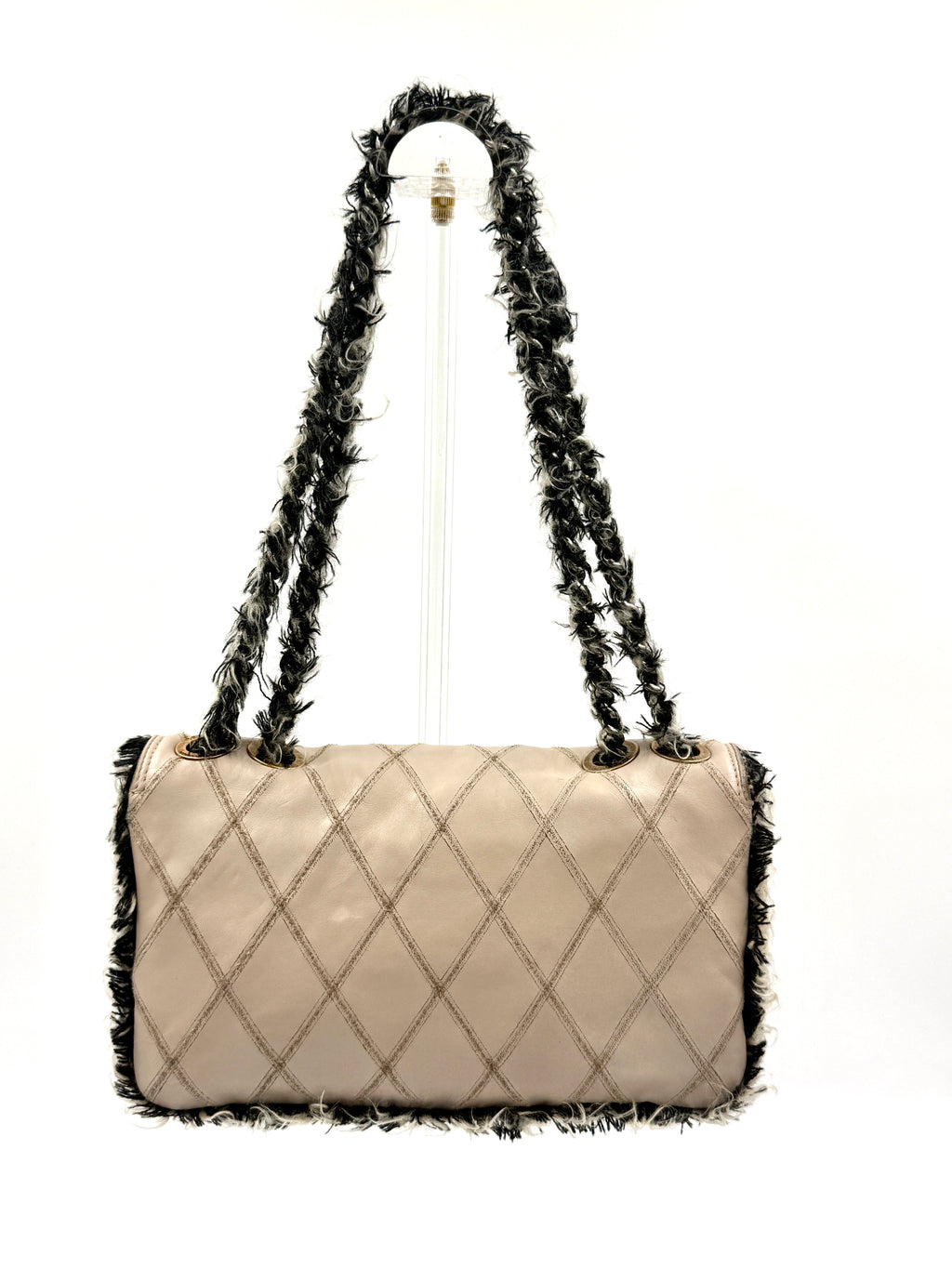 Chanel Trendy CC Leather and Tweed Shoulder/Crossbody Bag Ivory and Black Pre-Owned Authentic