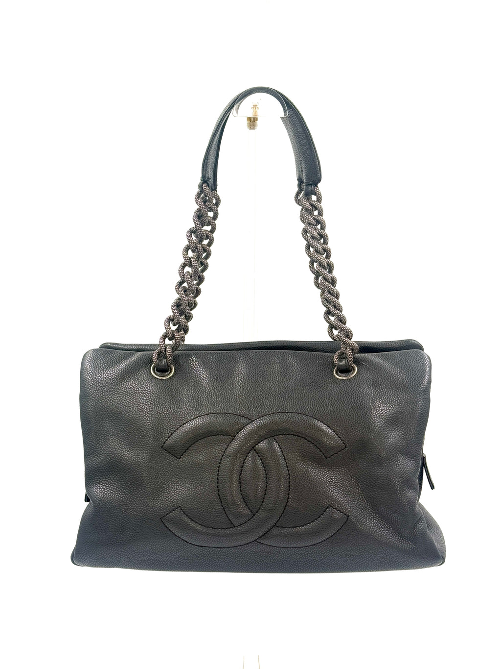 Chanel 31 Tote Charcoal Caviar Leather Medium Pre-Owned Authentic
