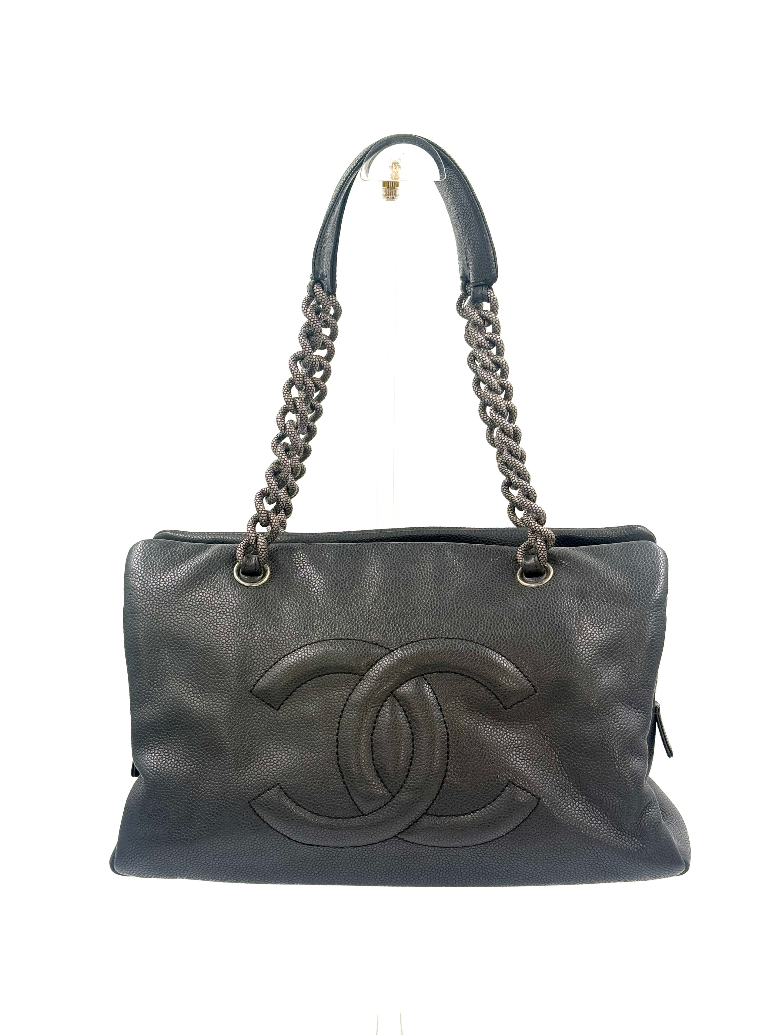 Chanel 31 Tote Charcoal Caviar Leather Medium Pre-Owned Authentic
