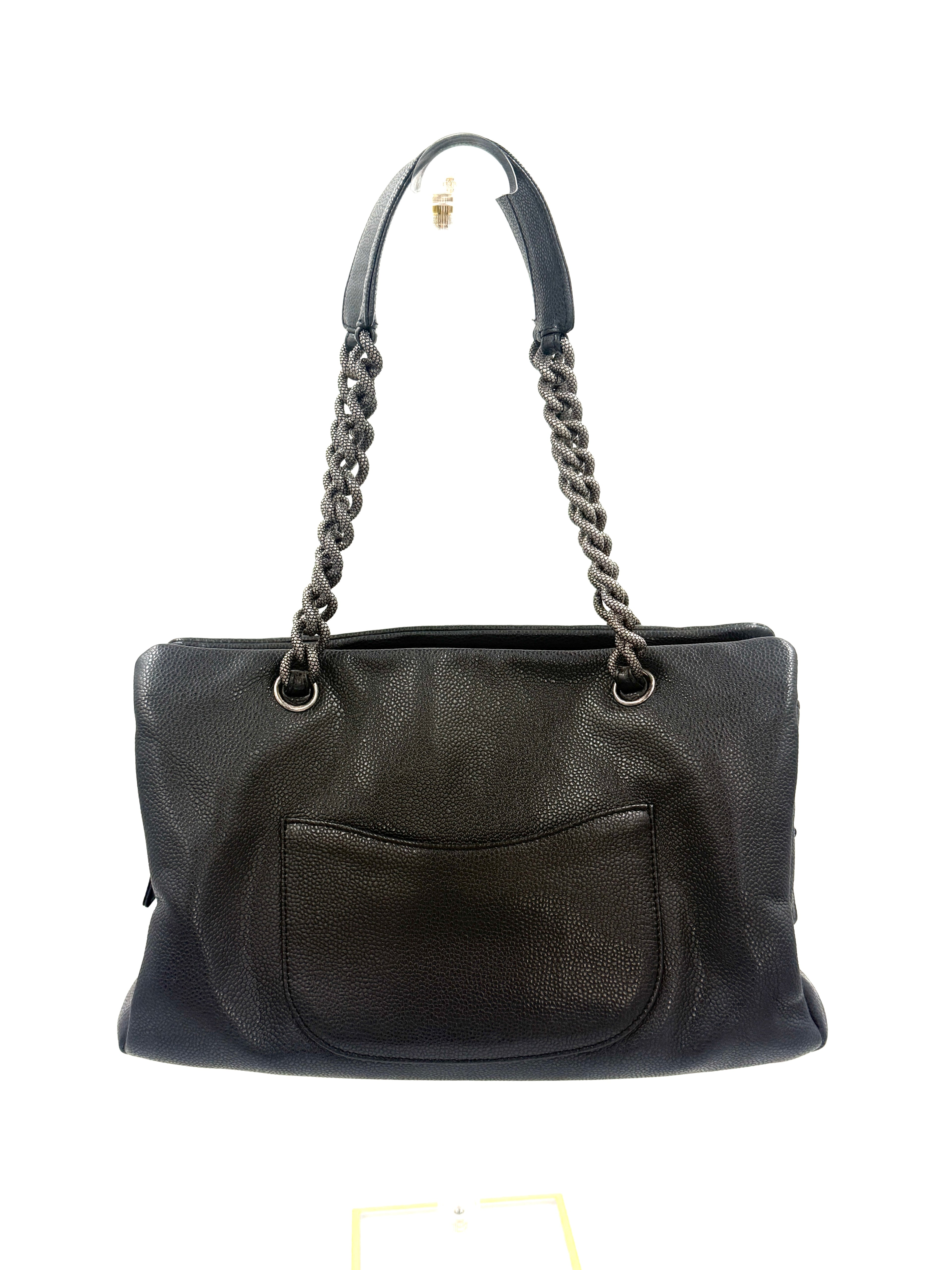 Chanel 31 Tote Charcoal Caviar Leather Medium Pre-Owned Authentic