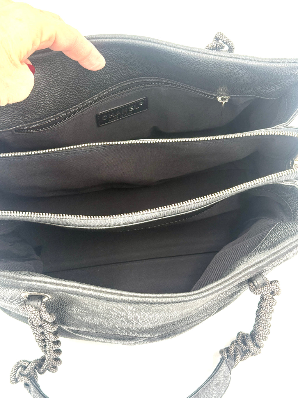 Chanel 31 Tote Charcoal Caviar Leather Medium Pre-Owned Authentic