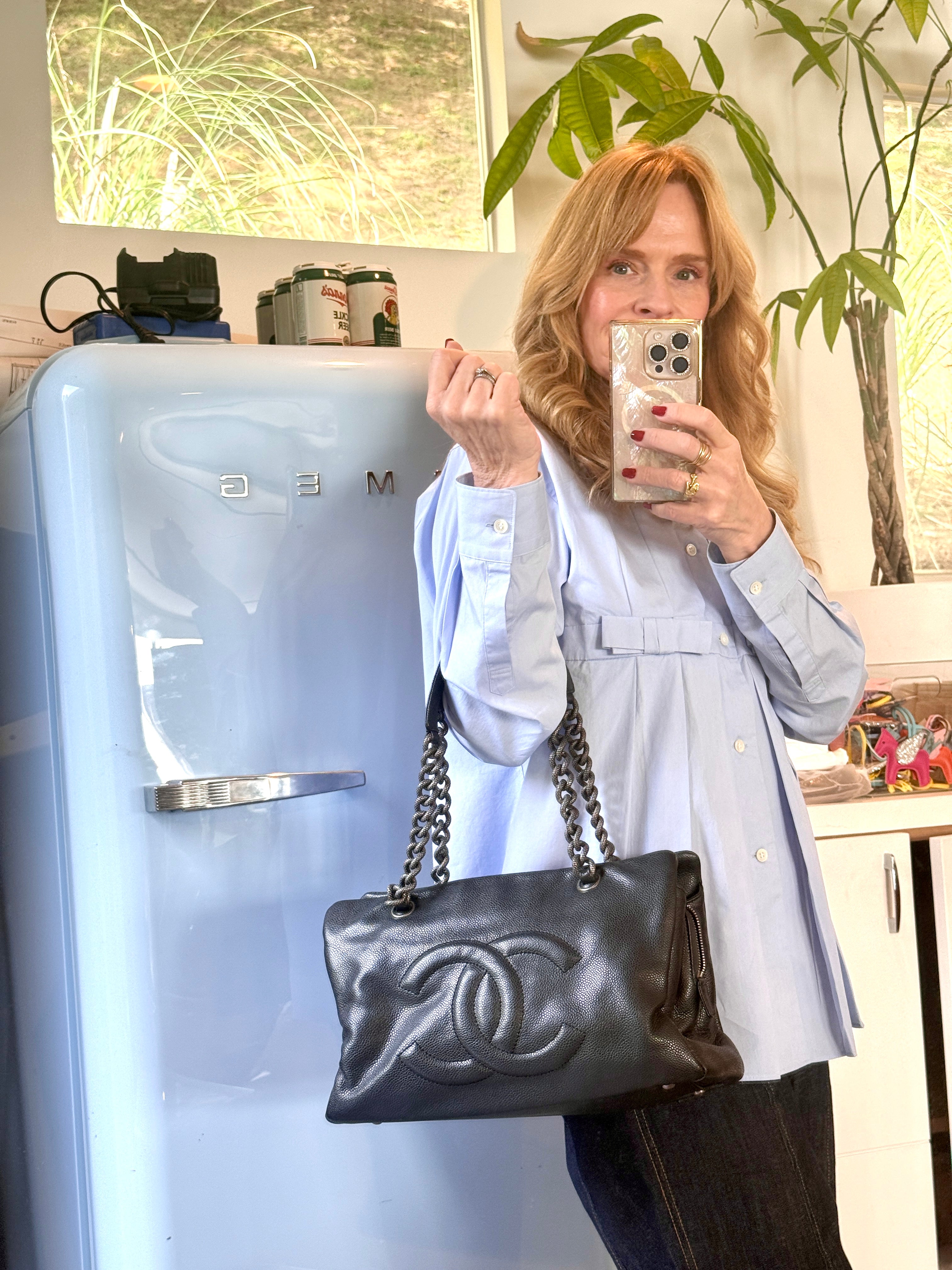 Chanel 31 Tote Charcoal Caviar Leather Medium Pre-Owned Authentic