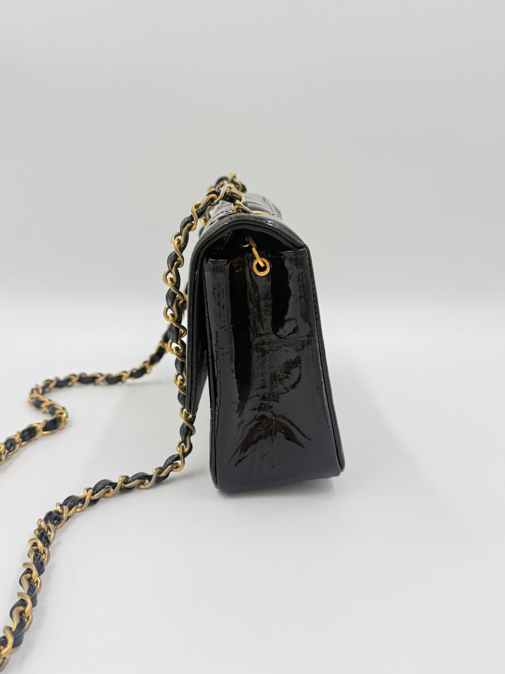 Chanel Black Patent Leather Mademoiselle Bag Pre Owned Authentic