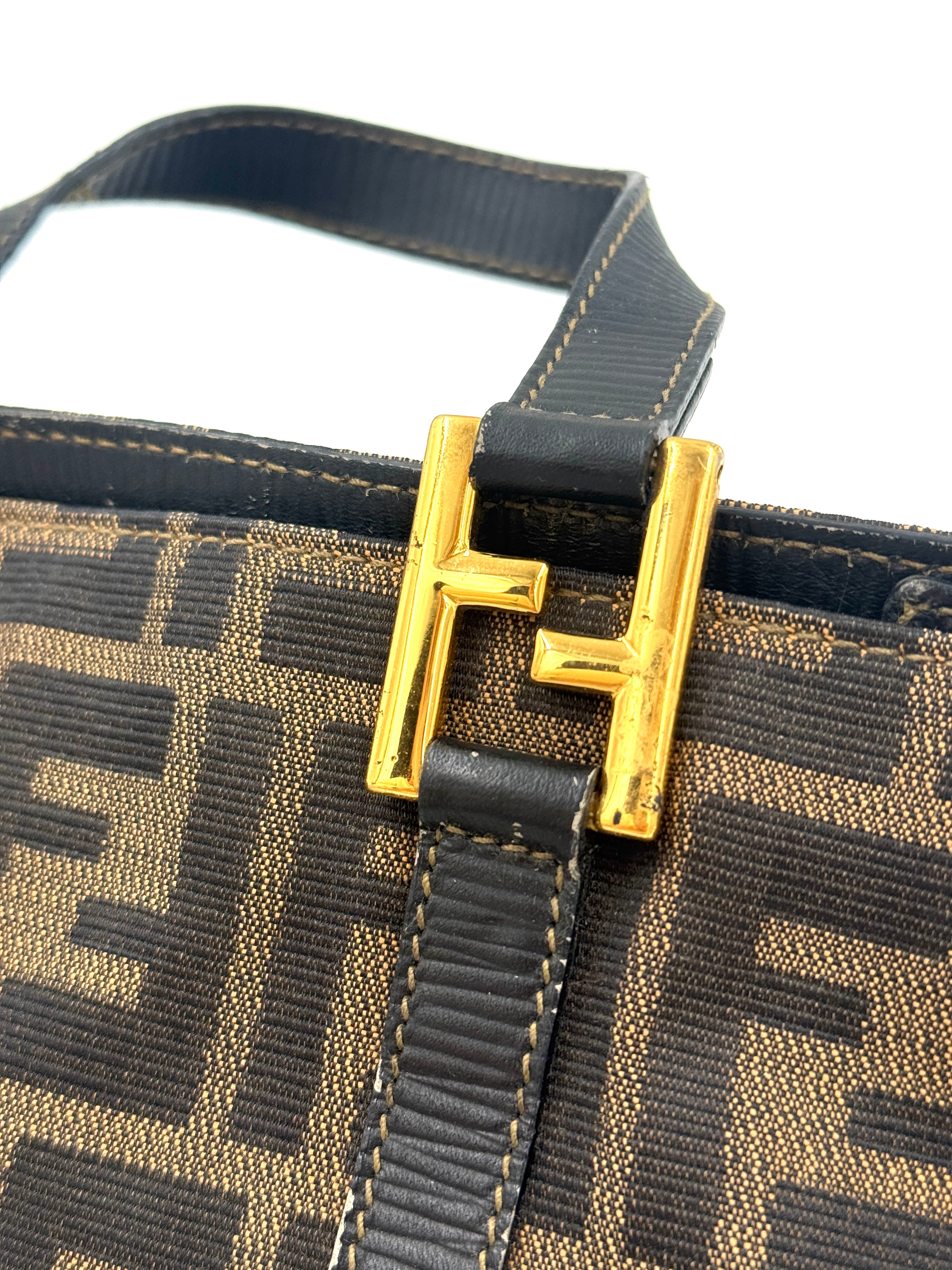 Fendi Zucca Canvas Zip Tote Pre Owned Authentic