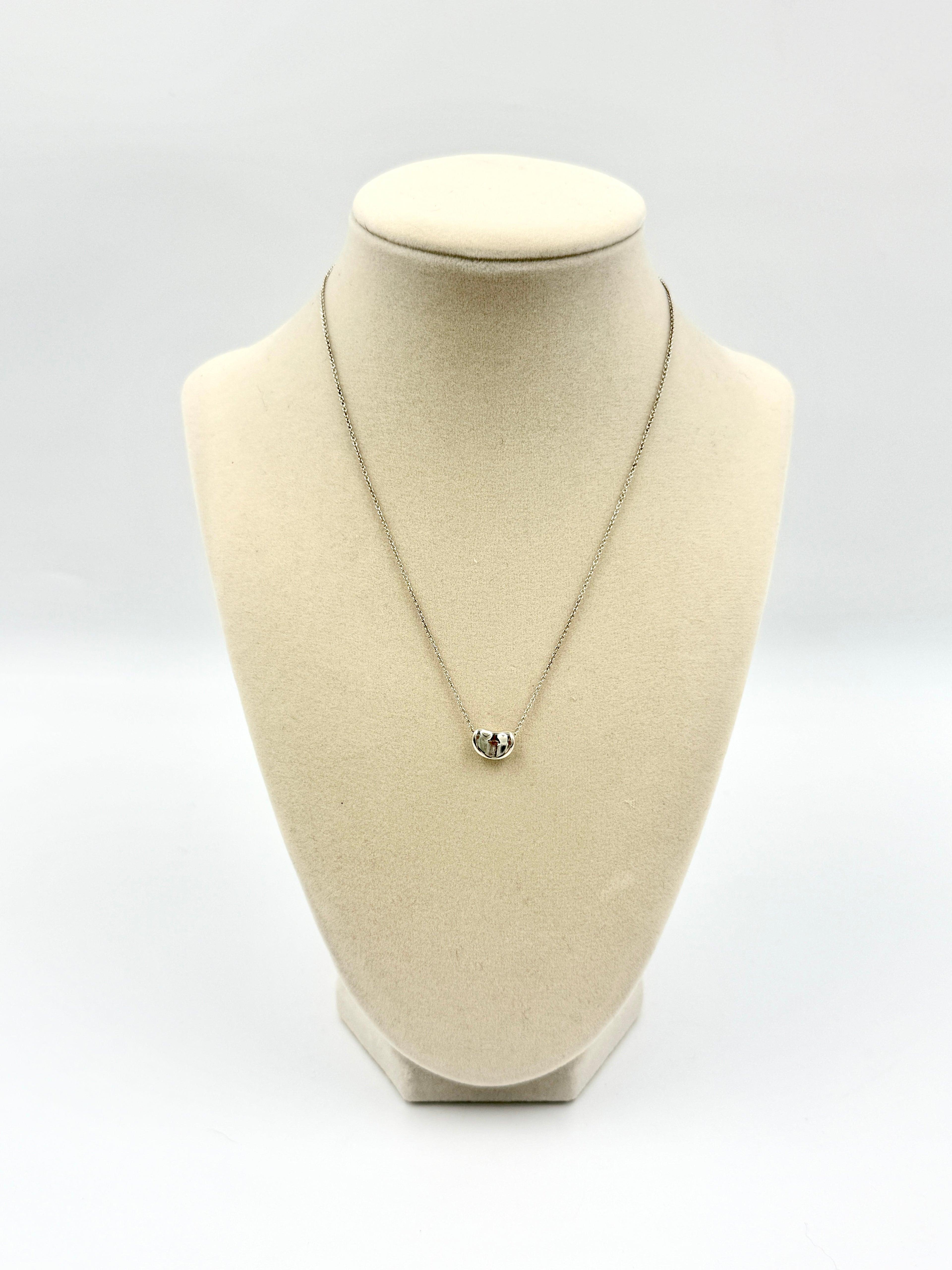 Tiffany & Co Sterling Silver Elsa Peretti Bean Necklace 9mm Pre Owned Authentic