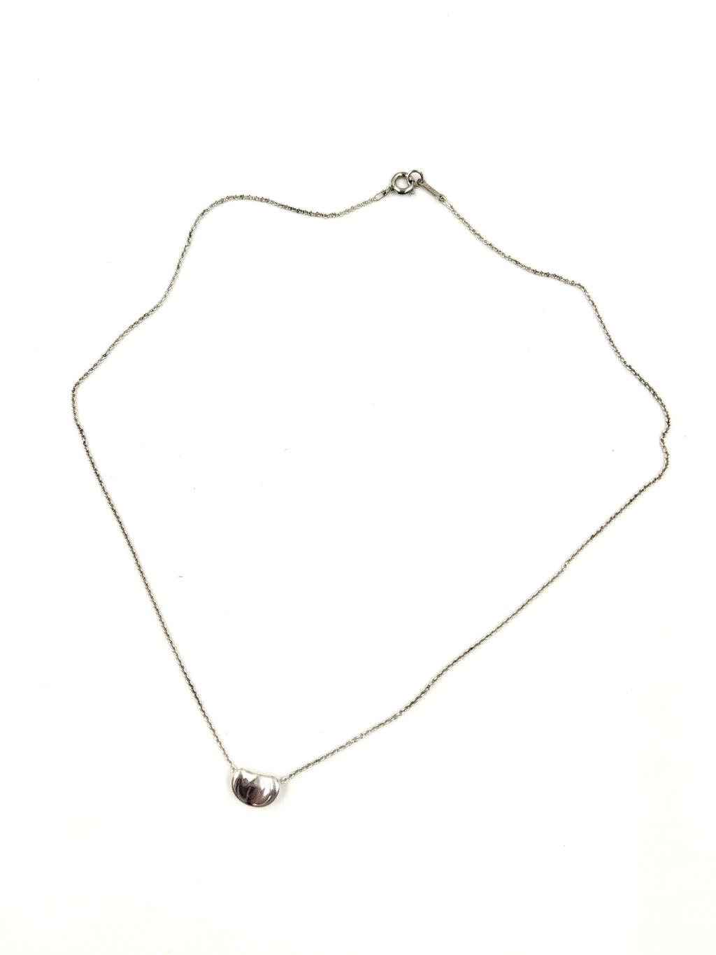 Tiffany & Co Sterling Silver Elsa Peretti Bean Necklace 9mm Pre Owned Authentic