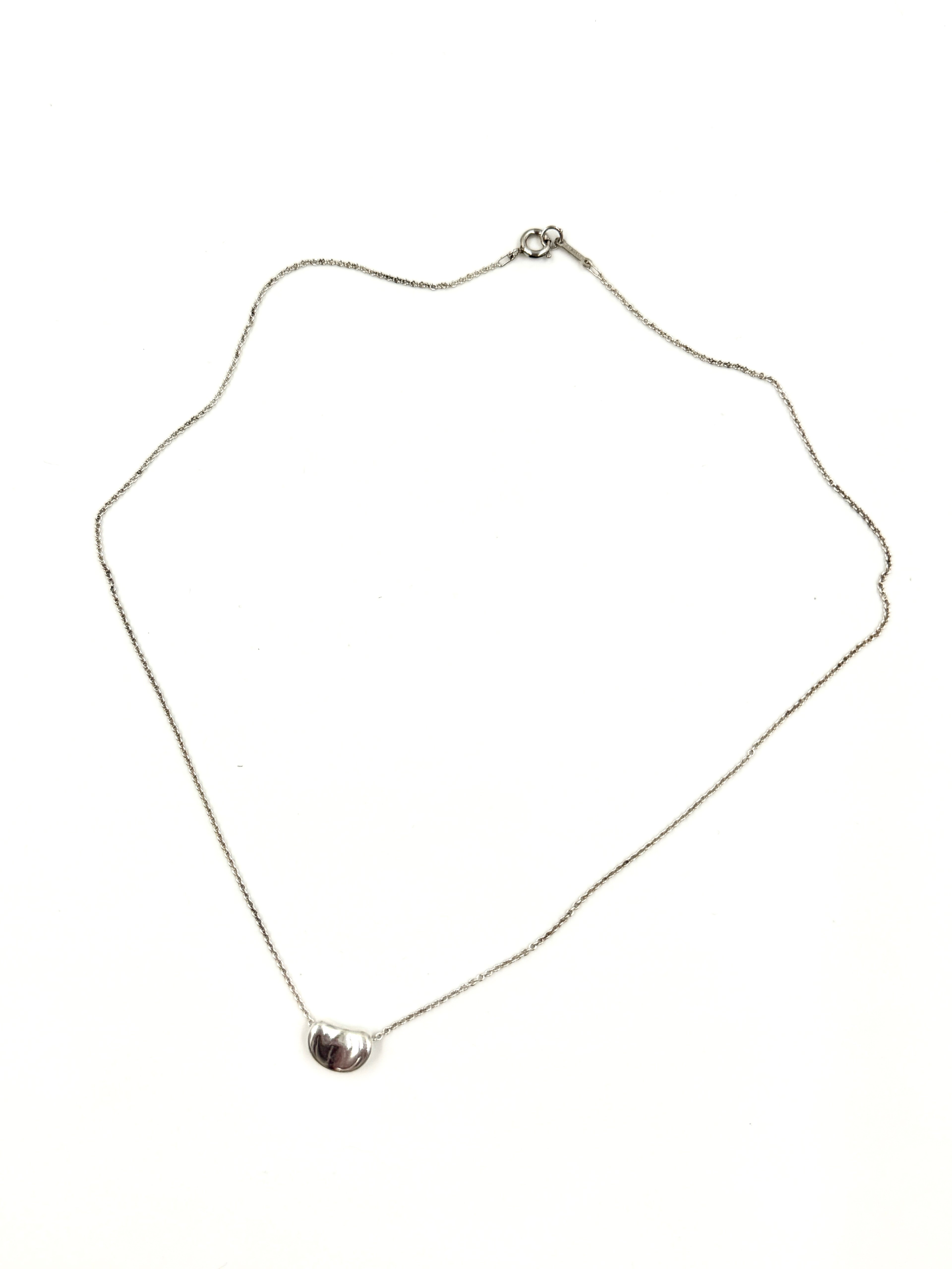 Tiffany & Co Sterling Silver Elsa Peretti Bean Necklace 9mm Pre Owned Authentic