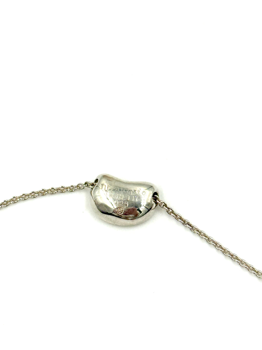 Tiffany & Co Sterling Silver Elsa Peretti Bean Necklace 9mm Pre Owned Authentic