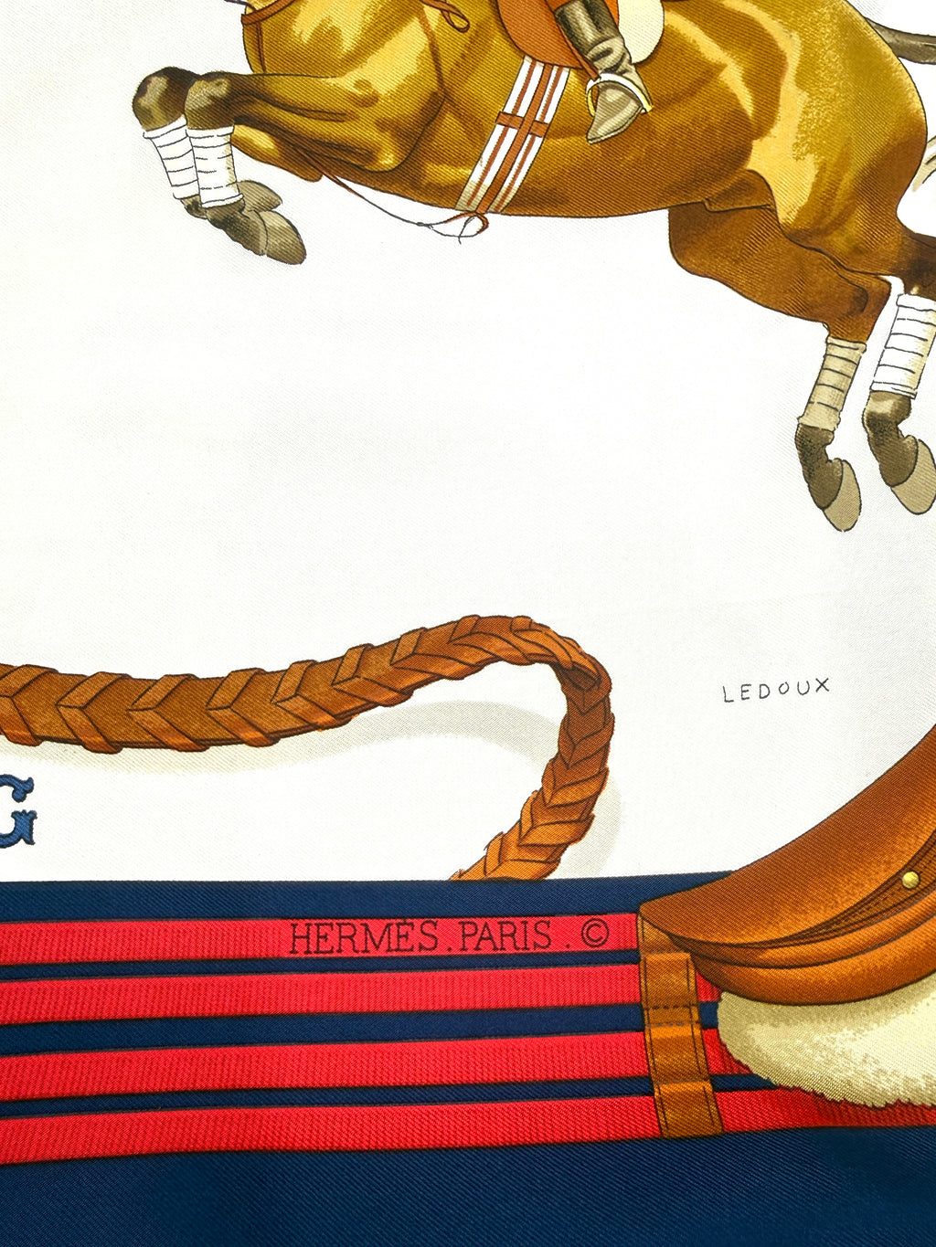 Hermès Silk Scarf "Jumping" by Philippe Ledoux Pre Owned Authentic