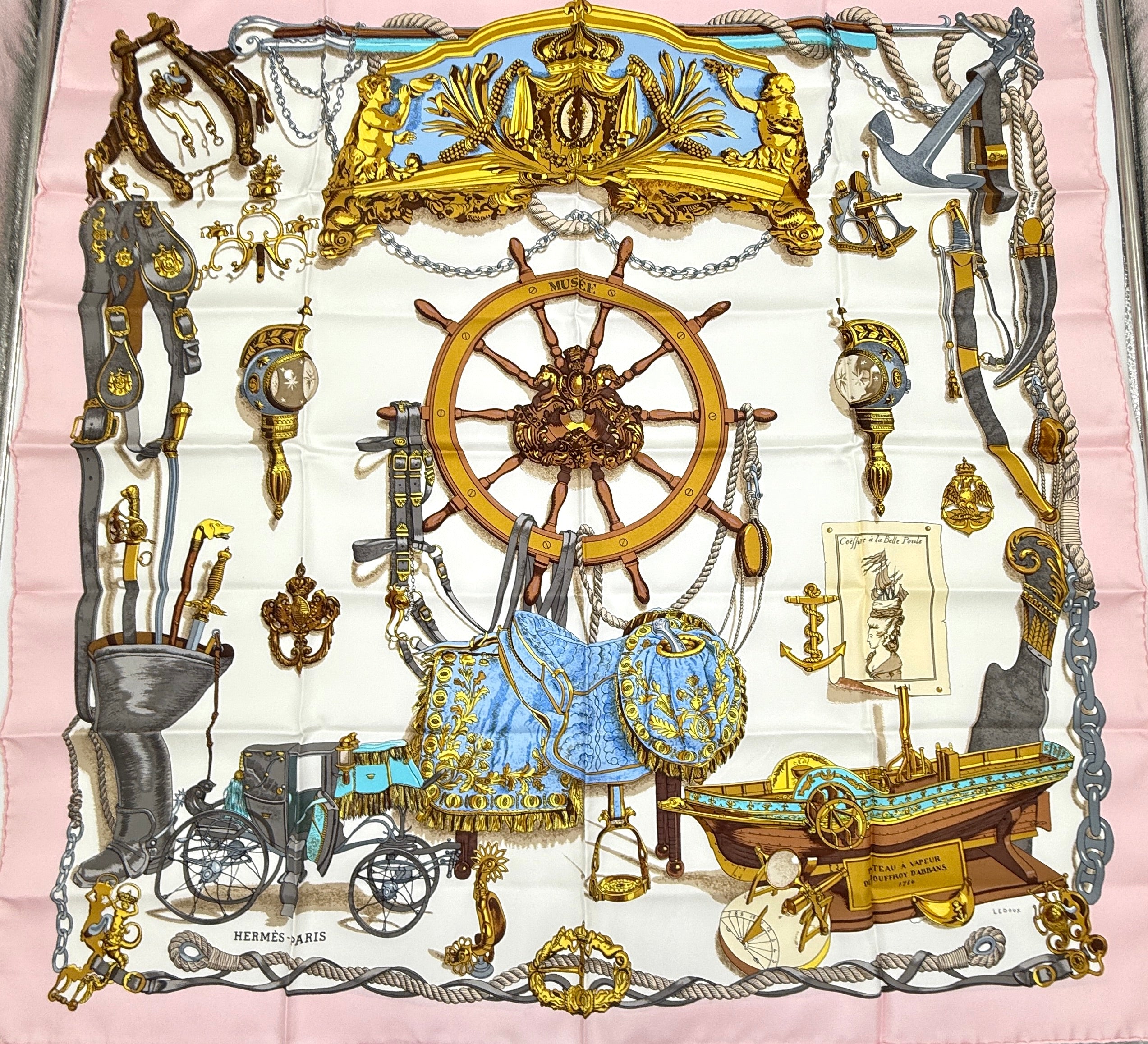 Hermès Vintage Silk Scarf "Musée" by Philippe Ledoux Pre Owned Authentic