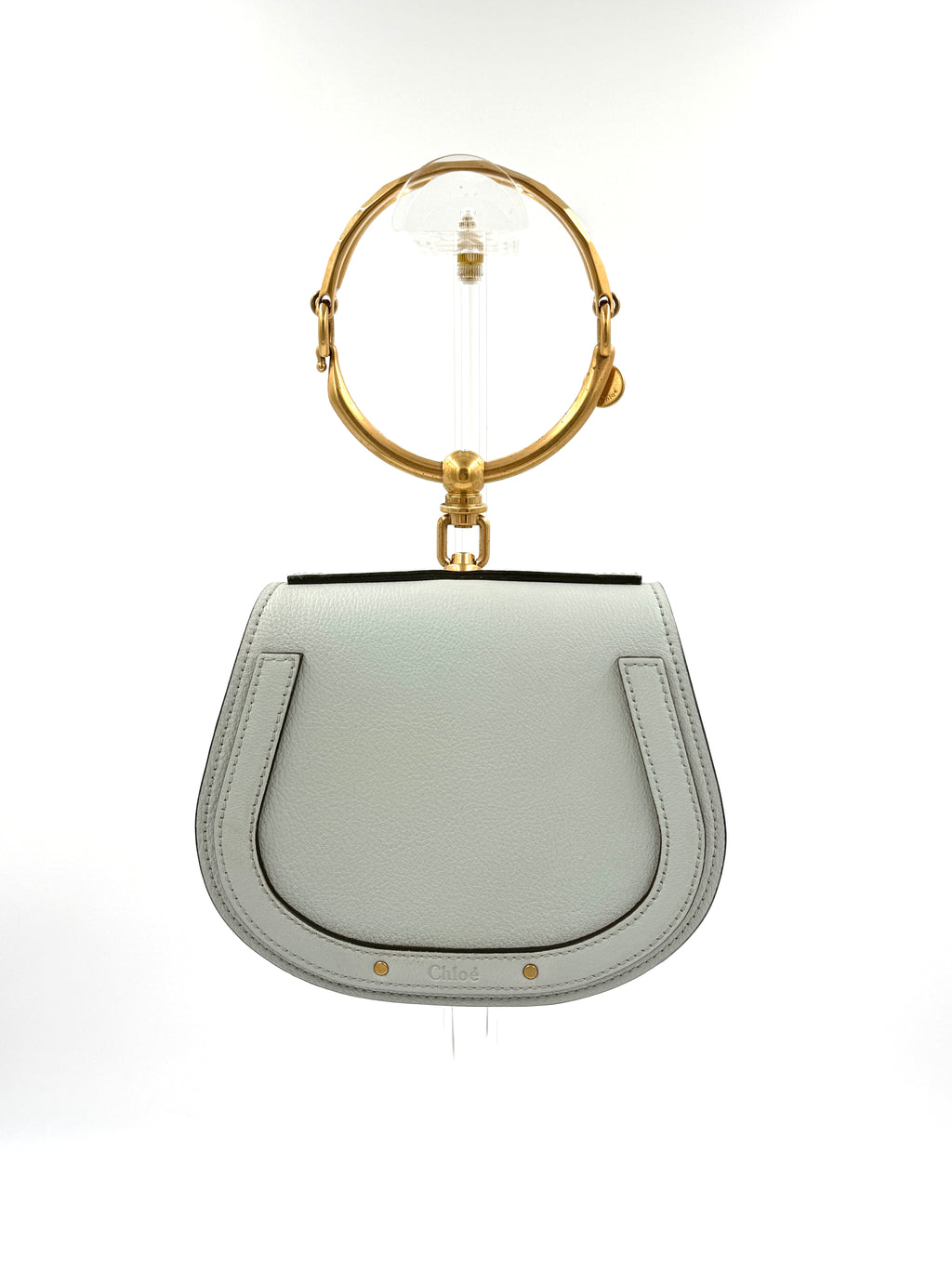 CHLOE Grey Leather/Suede  Nile Bracelet Bag Pre Owned Authentic