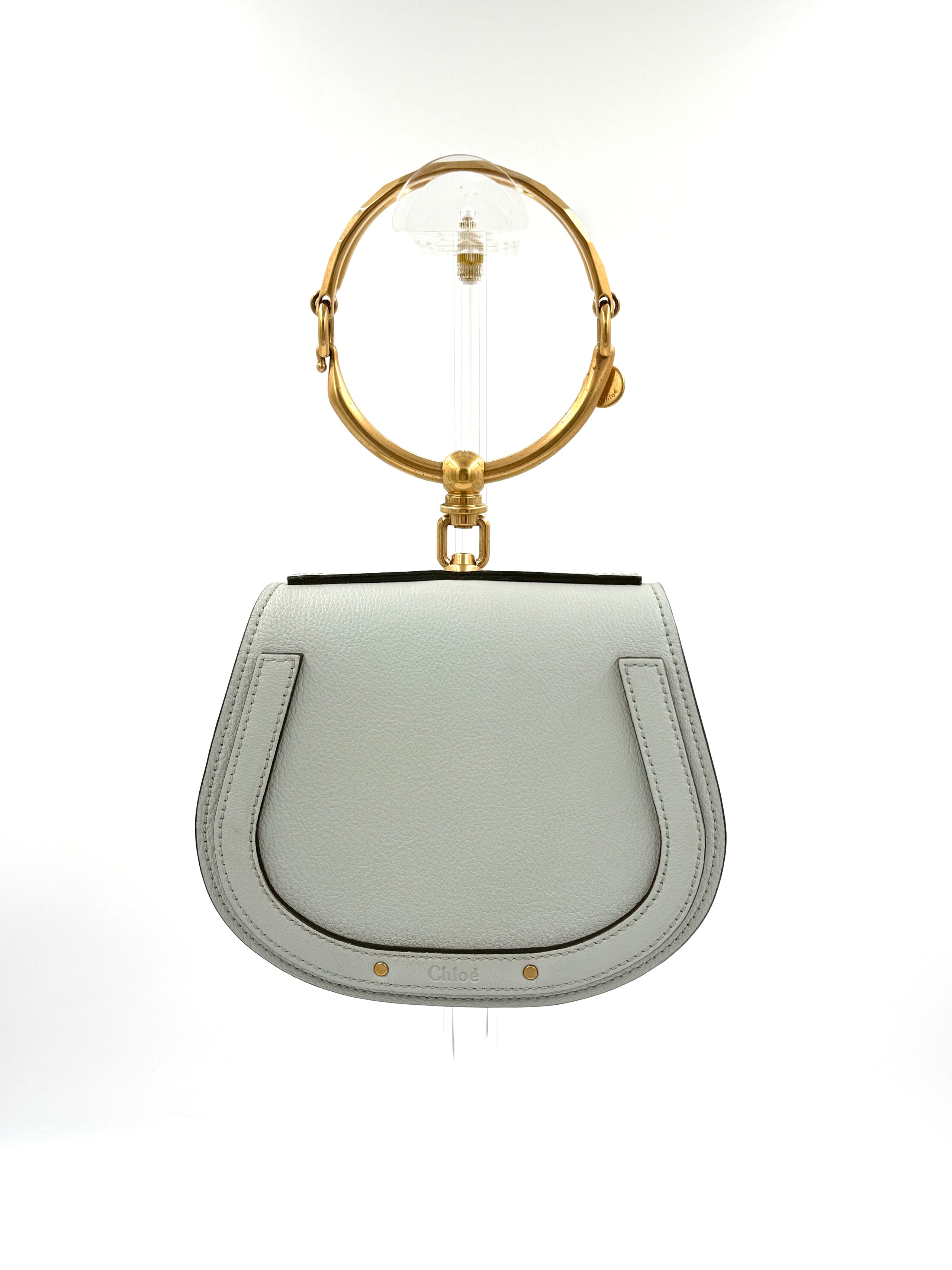 CHLOE Grey Leather/Suede  Nile Bracelet Bag Pre Owned Authentic