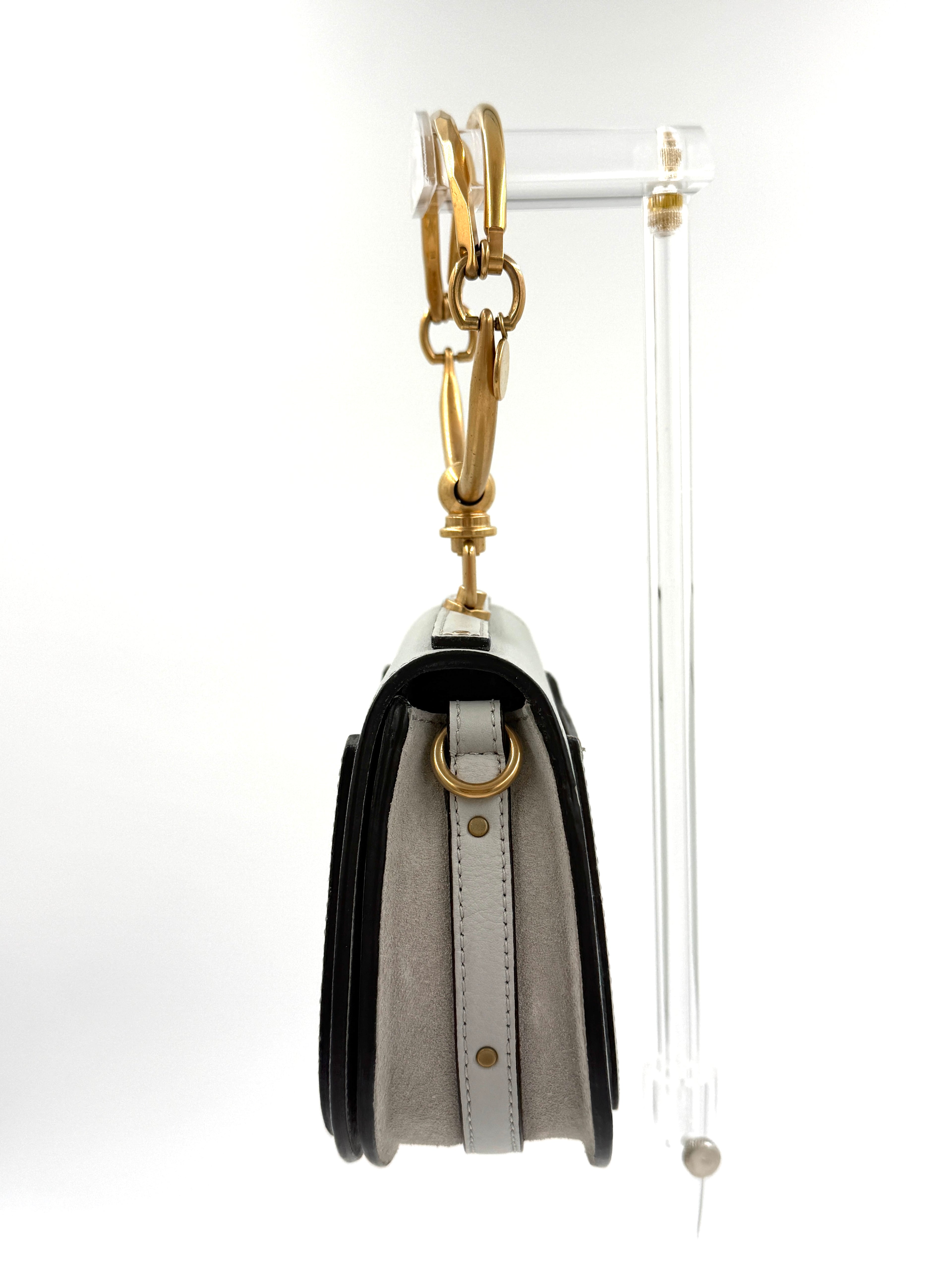 CHLOE Grey Leather/Suede  Nile Bracelet Bag Pre Owned Authentic