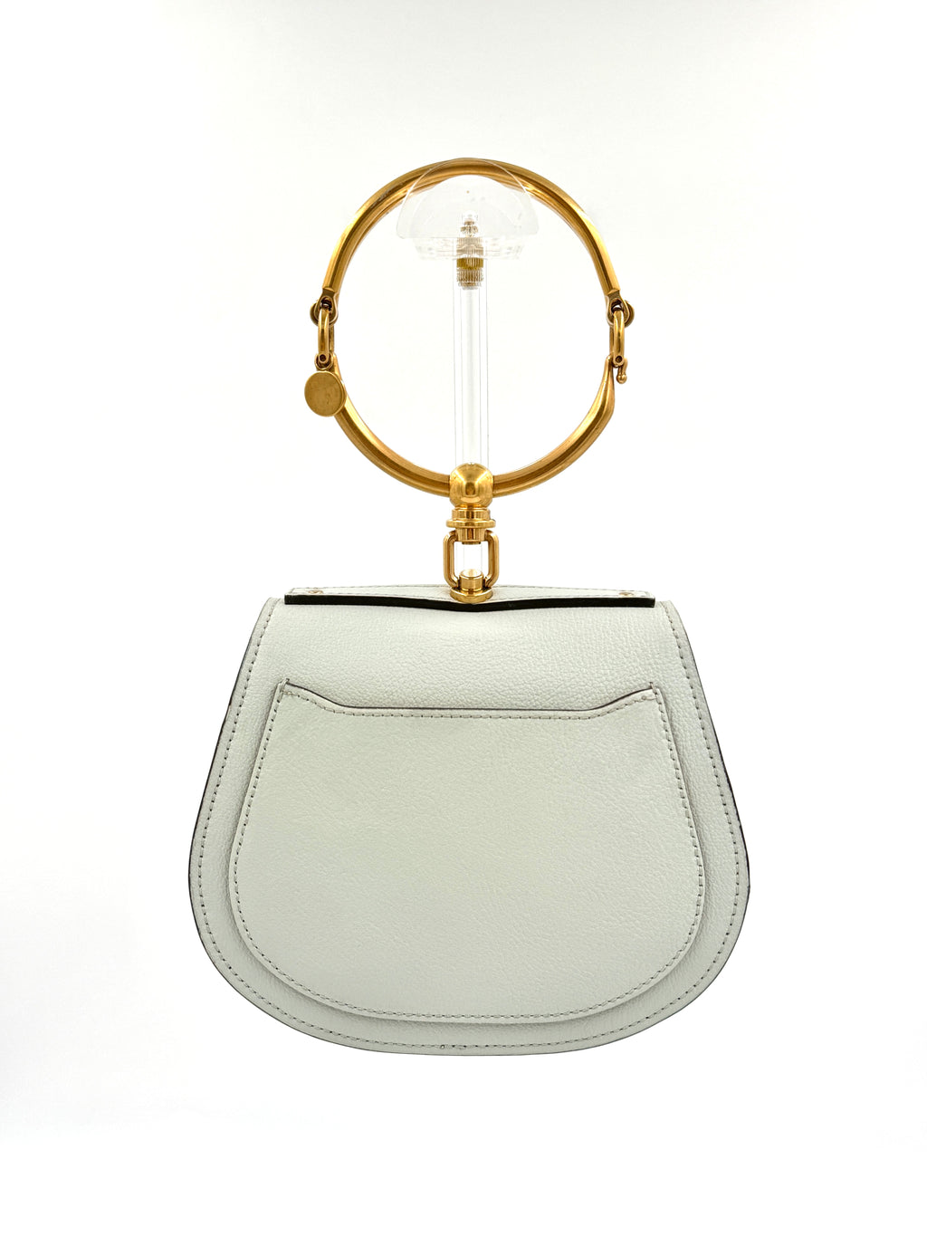 CHLOE Grey Leather/Suede  Nile Bracelet Bag Pre Owned Authentic