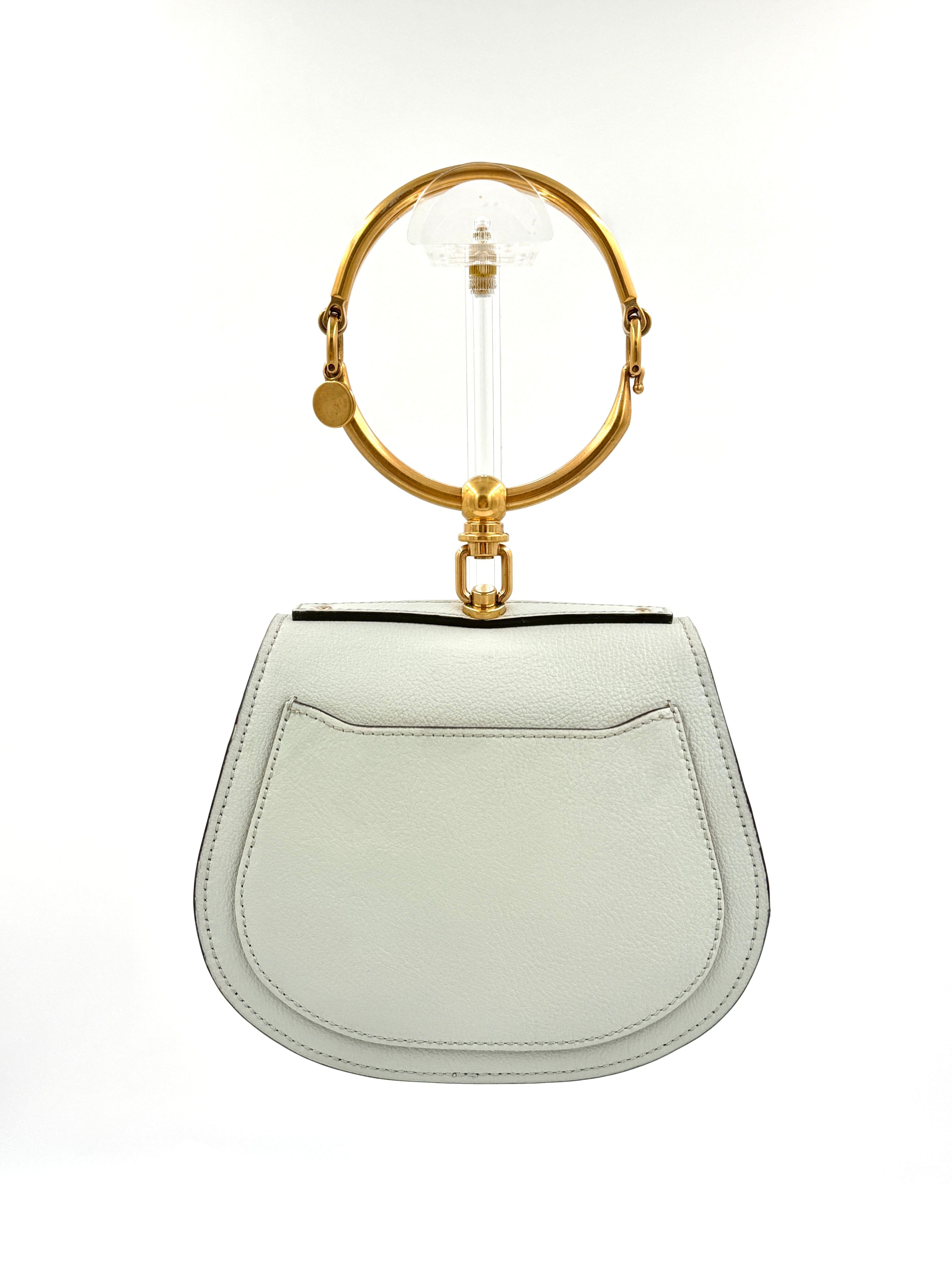 CHLOE Grey Leather/Suede  Nile Bracelet Bag Pre Owned Authentic