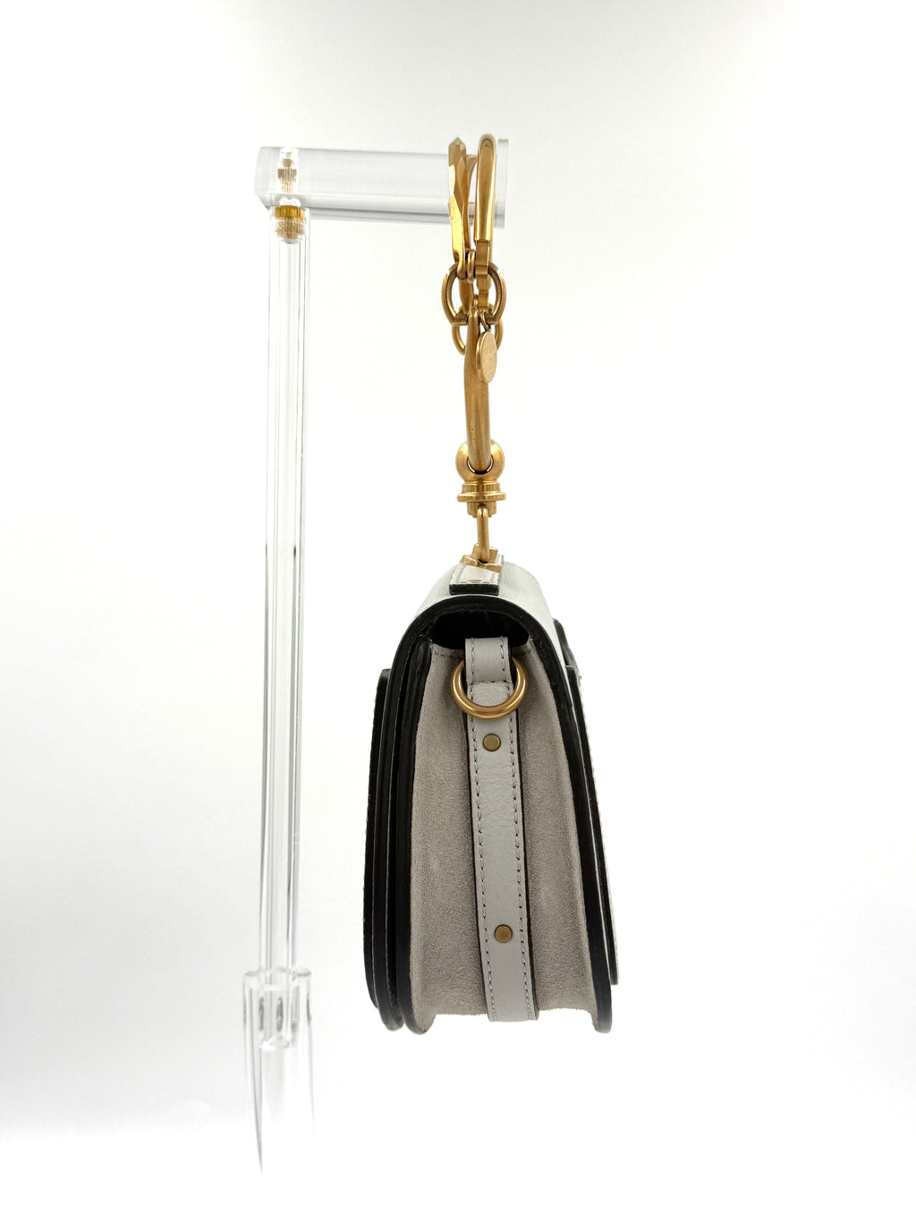 CHLOE Grey Leather/Suede  Nile Bracelet Bag Pre Owned Authentic