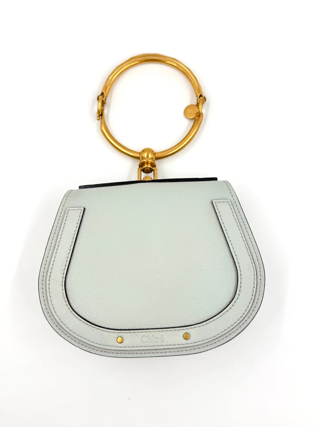 CHLOE Grey Leather/Suede  Nile Bracelet Bag Pre Owned Authentic