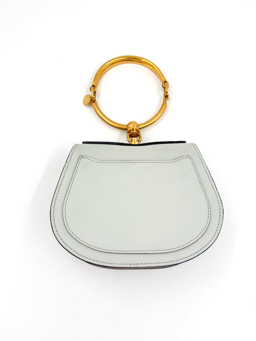 CHLOE Grey Leather/Suede  Nile Bracelet Bag Pre Owned Authentic