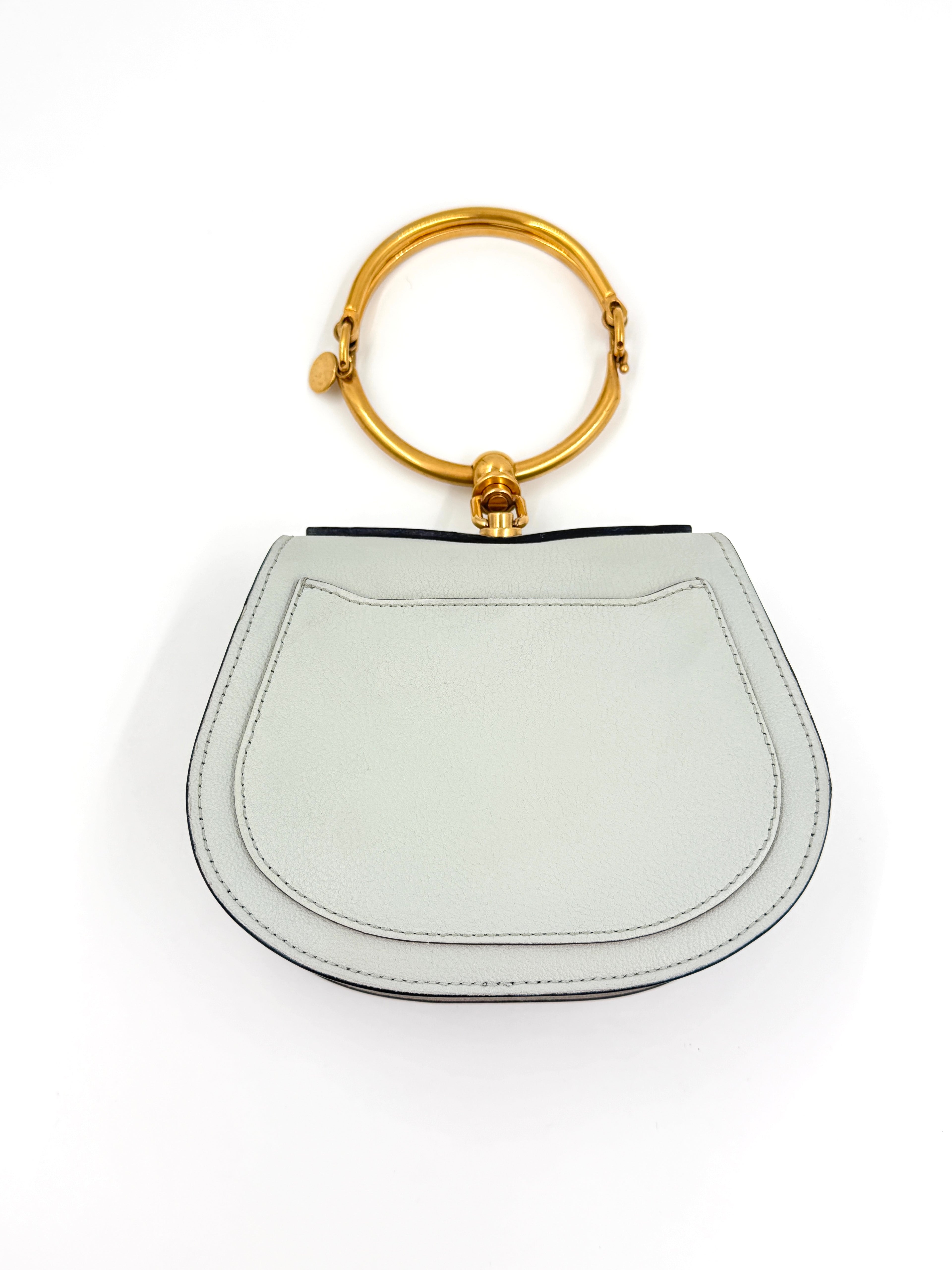 CHLOE Grey Leather/Suede  Nile Bracelet Bag Pre Owned Authentic