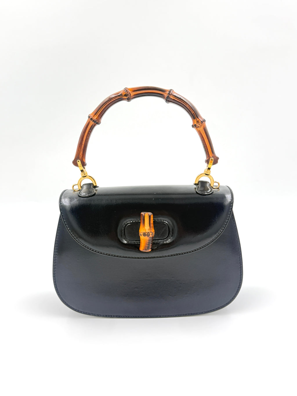 Gucci Black 1947 Bamboo Handle Small Pre Loved Authentic