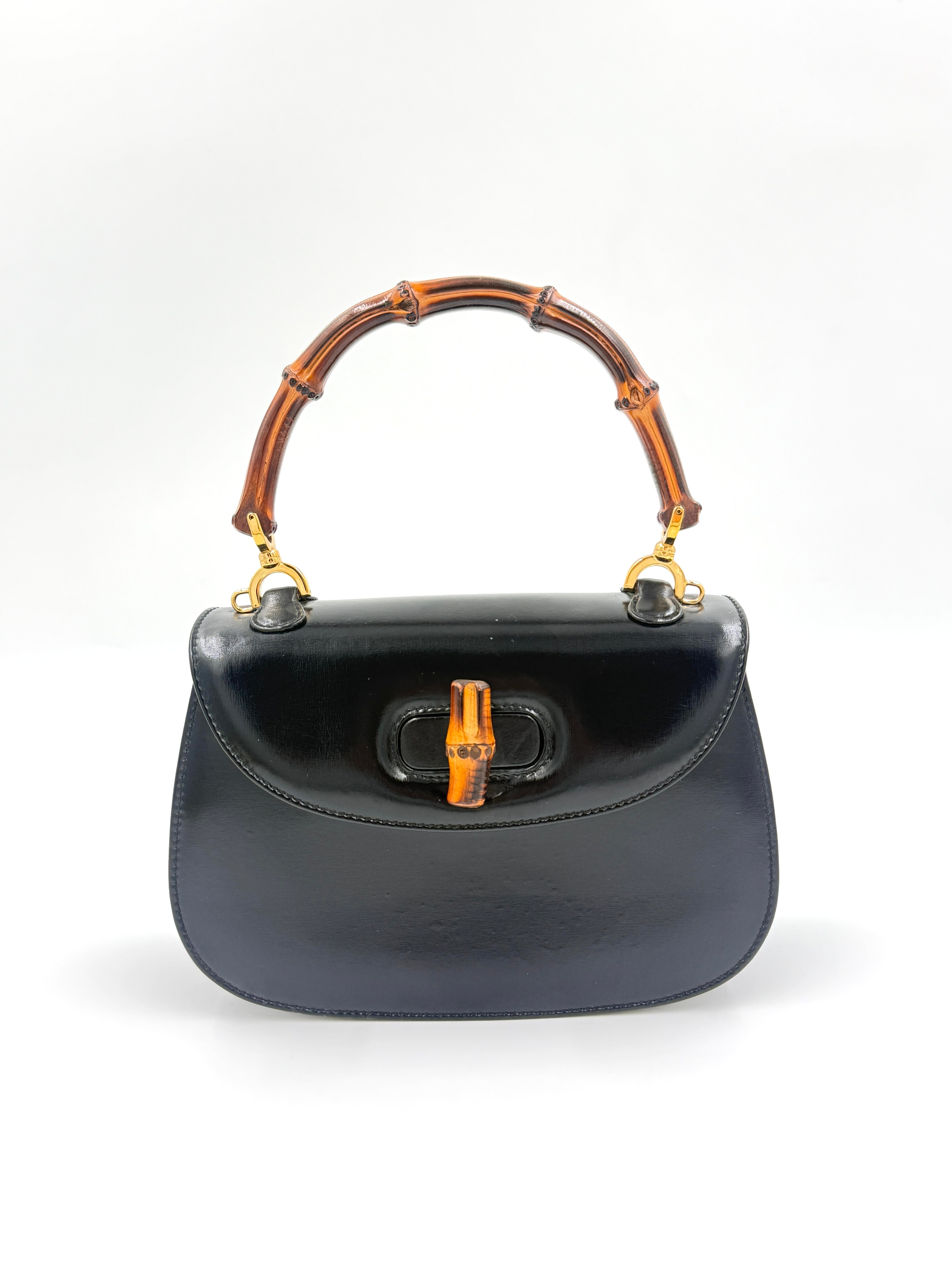 Gucci Black 1947 Bamboo Handle Small Pre Loved Authentic