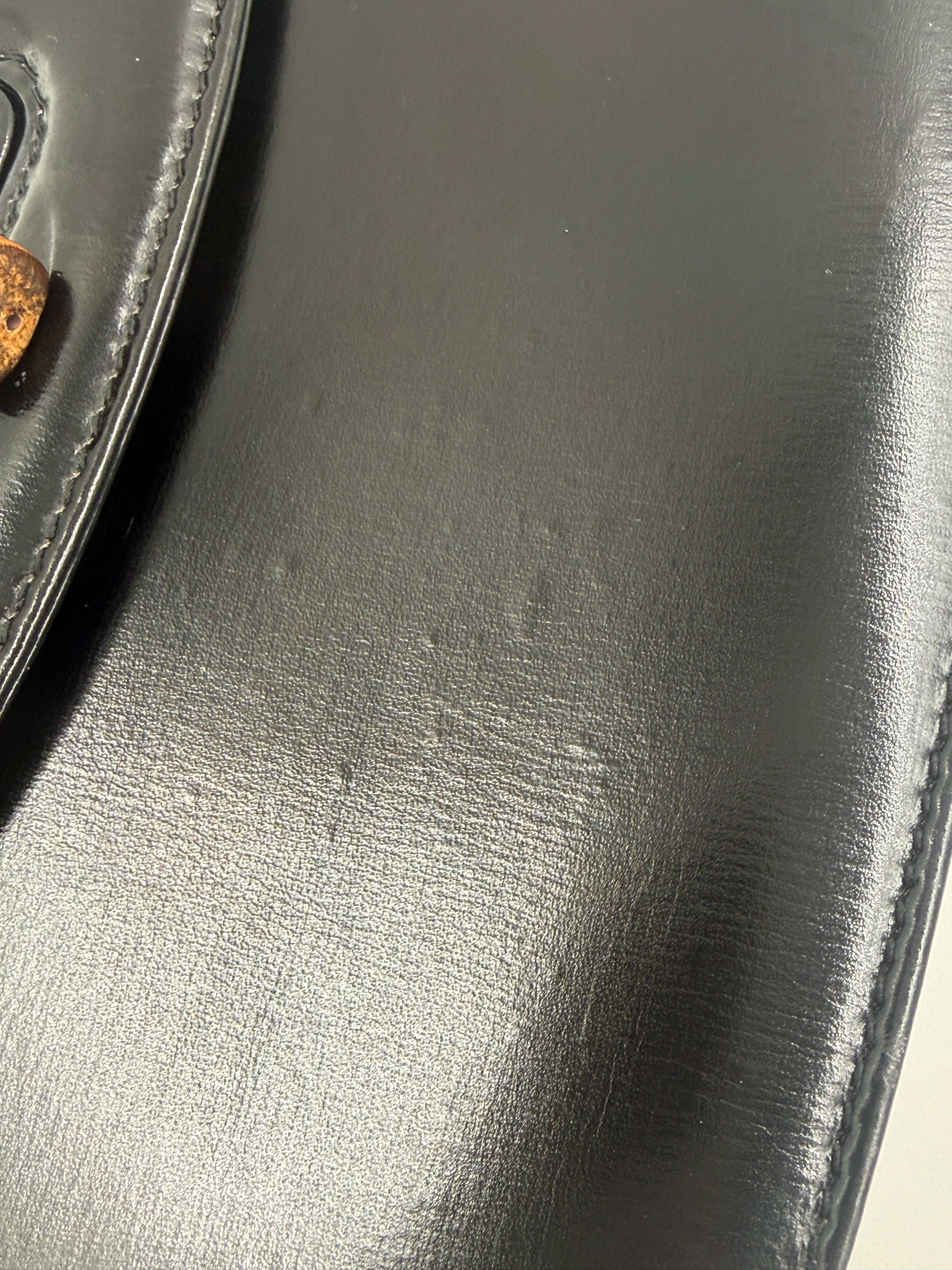 Gucci Black 1947 Bamboo Handle Small Pre Loved Authentic