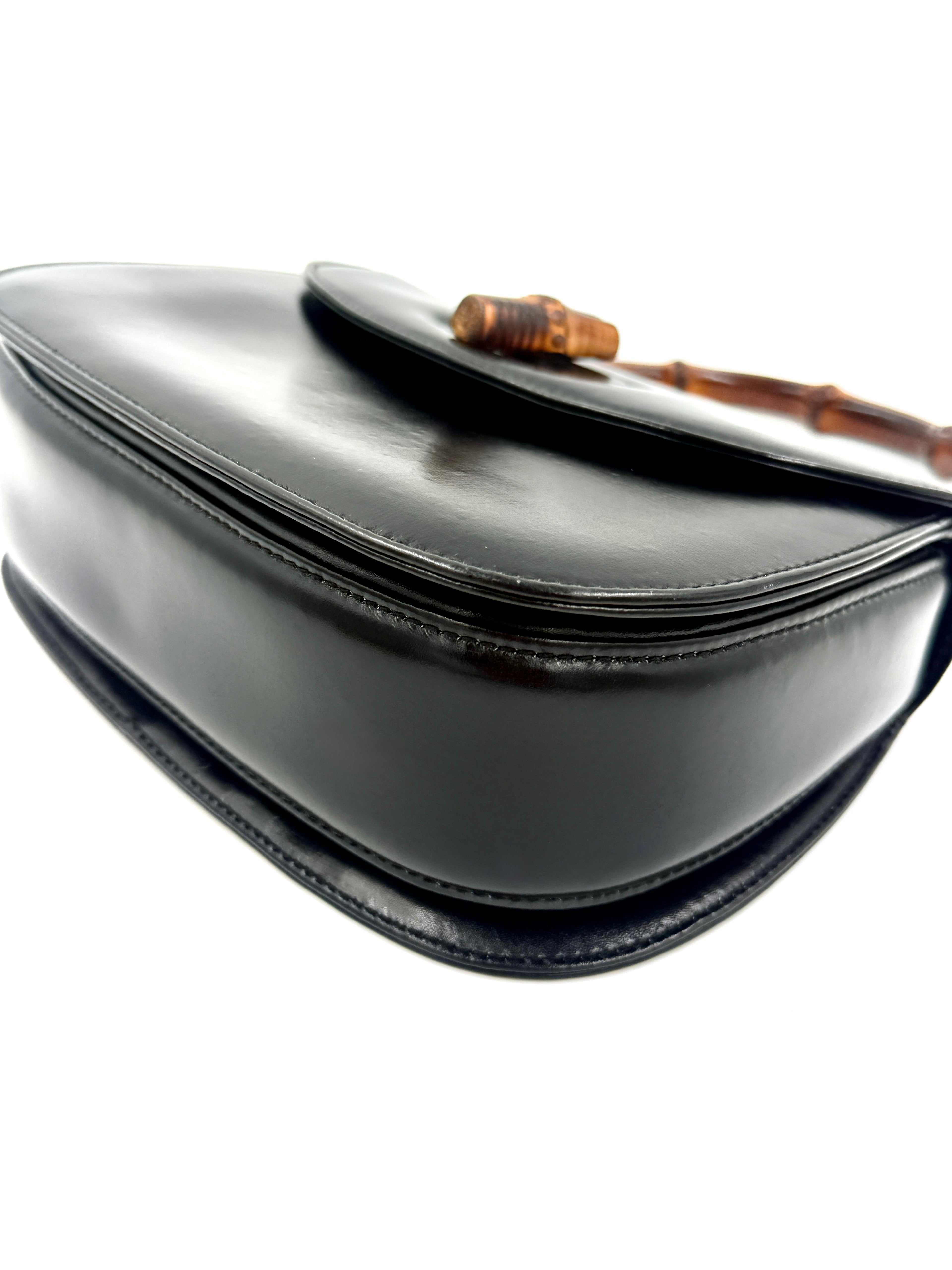 Gucci Black 1947 Bamboo Handle Small Pre Loved Authentic