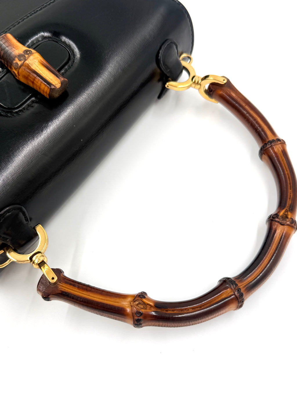 Gucci Black 1947 Bamboo Handle Small Pre Loved Authentic