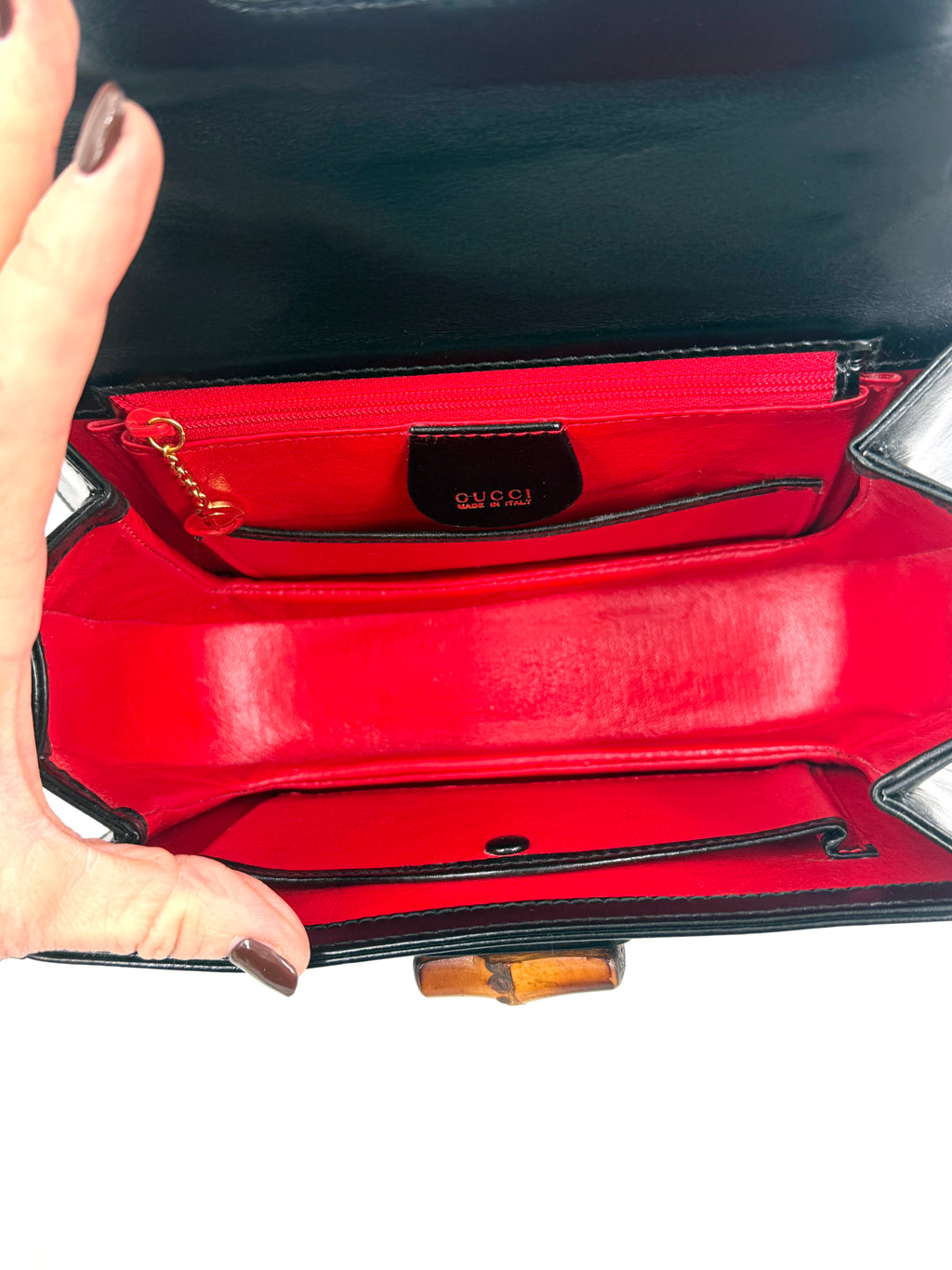 Gucci Black 1947 Bamboo Handle Small Pre Loved Authentic