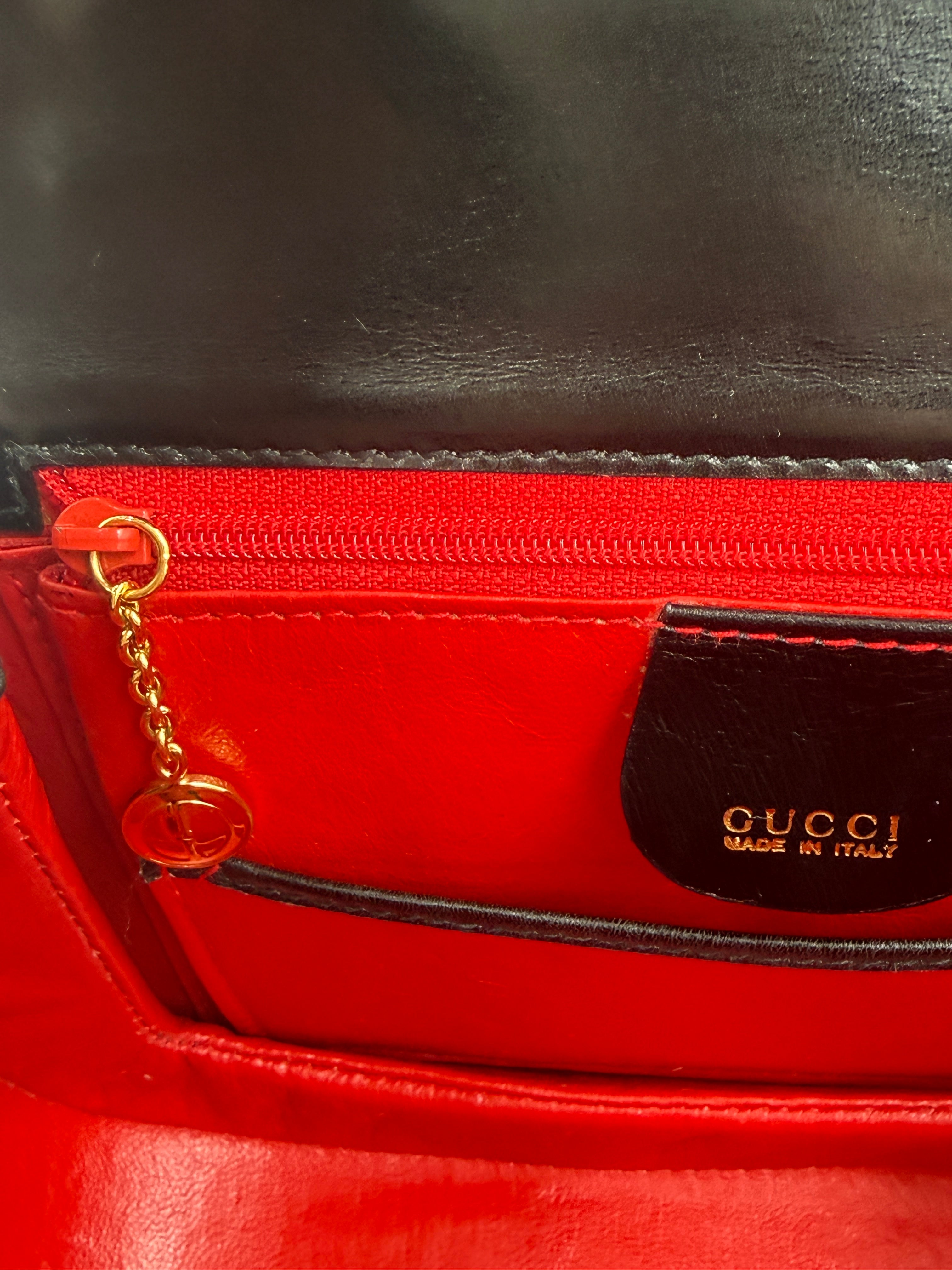 Gucci Black 1947 Bamboo Handle Small Pre Loved Authentic