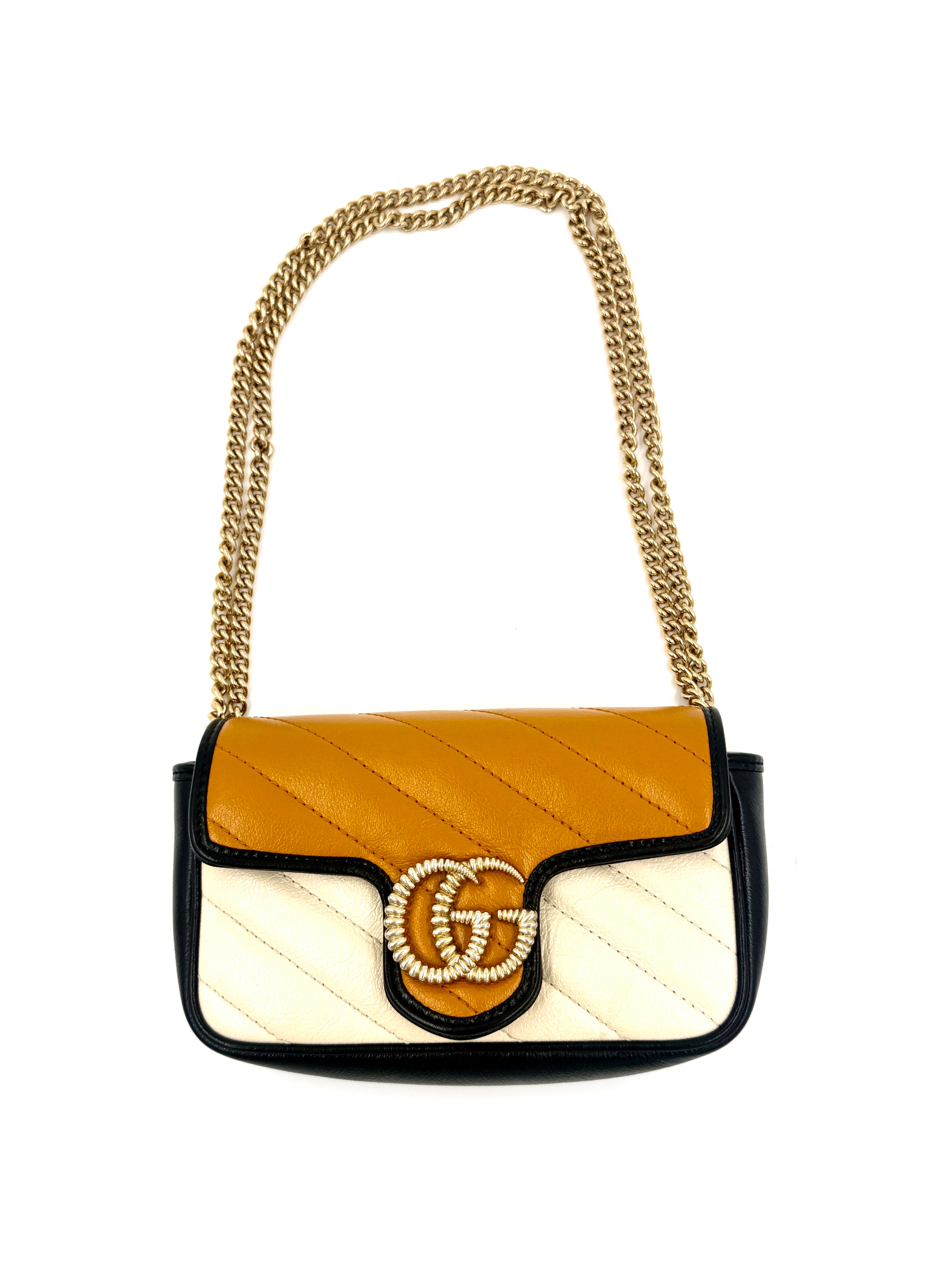 GUCCI Double G Marmont Small Tri Color with Gold Hardware Pre Owned Authentic