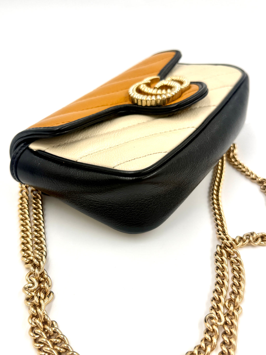 GUCCI Double G Marmont Small Tri Color with Gold Hardware Pre Owned Authentic