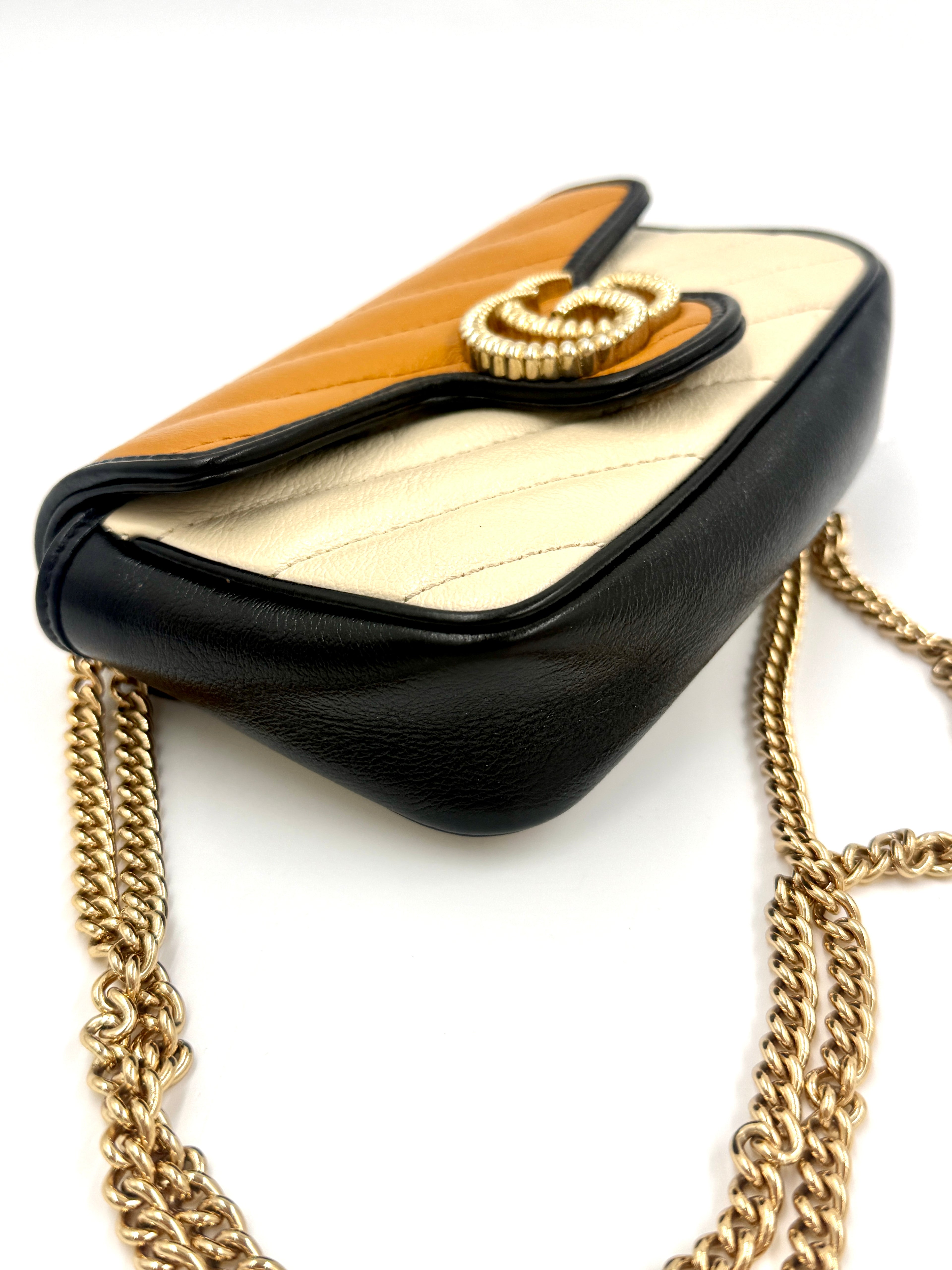 GUCCI Double G Marmont Small Tri Color with Gold Hardware Pre Owned Authentic