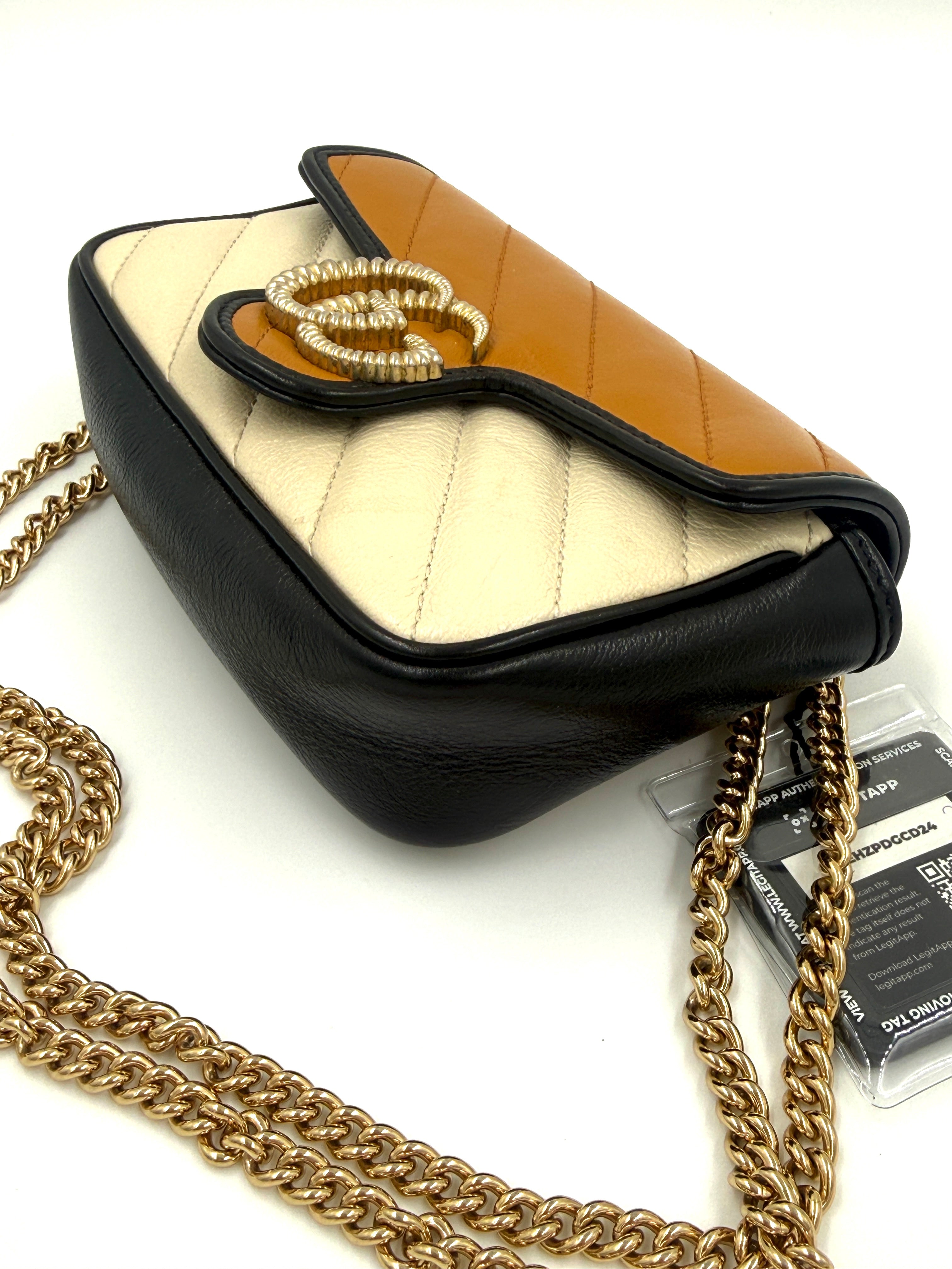 GUCCI Double G Marmont Small Tri Color with Gold Hardware Pre Owned Authentic