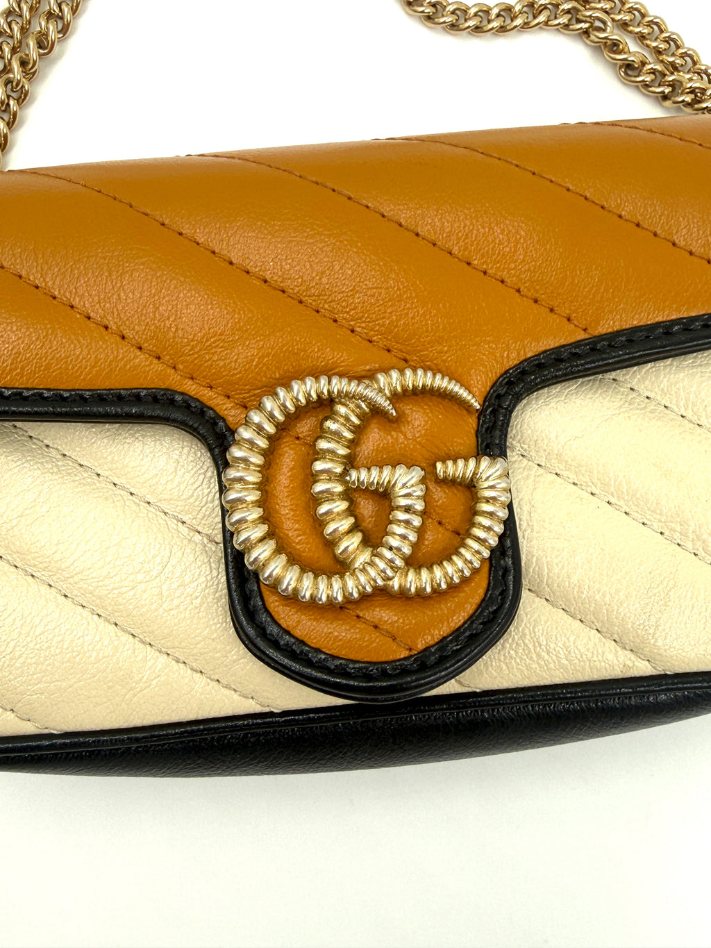 GUCCI Double G Marmont Small Tri Color with Gold Hardware Pre Owned Authentic