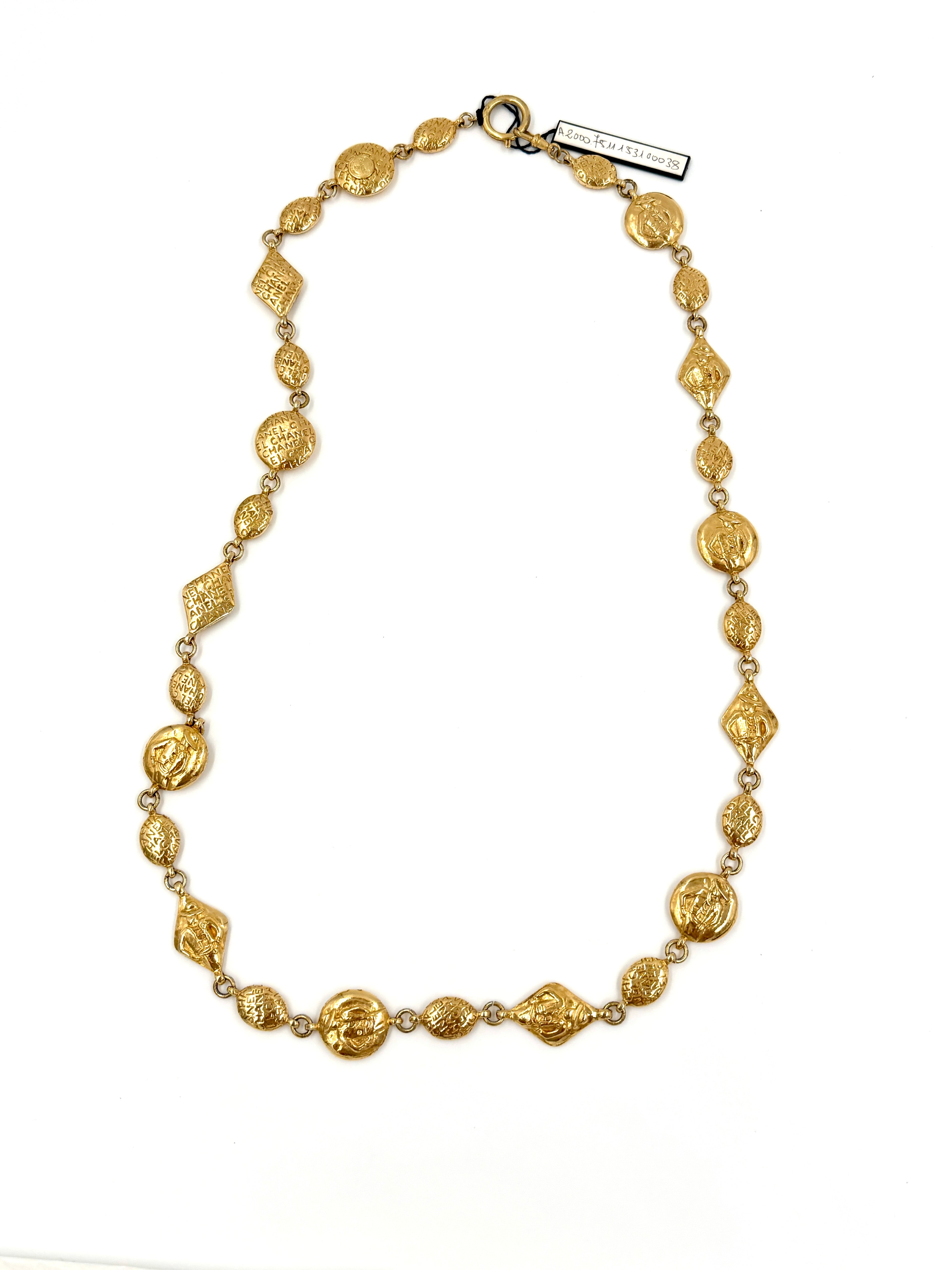 Chanel Vintage 24k Gold Plated Coco Mademoiselle Chain Necklace Pre Owned Authentic