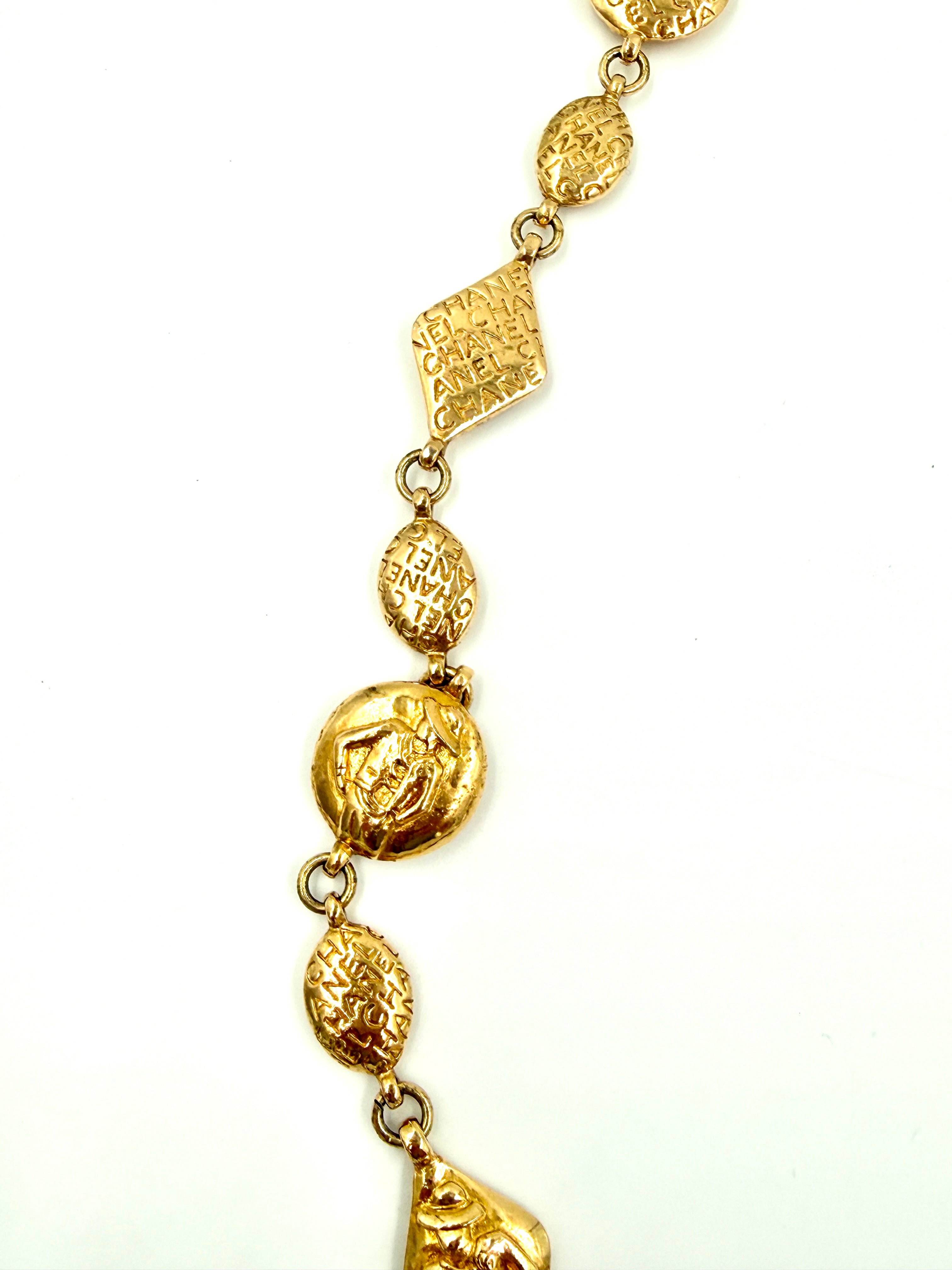 Chanel Vintage 24k Gold Plated Coco Mademoiselle Chain Necklace Pre Owned Authentic