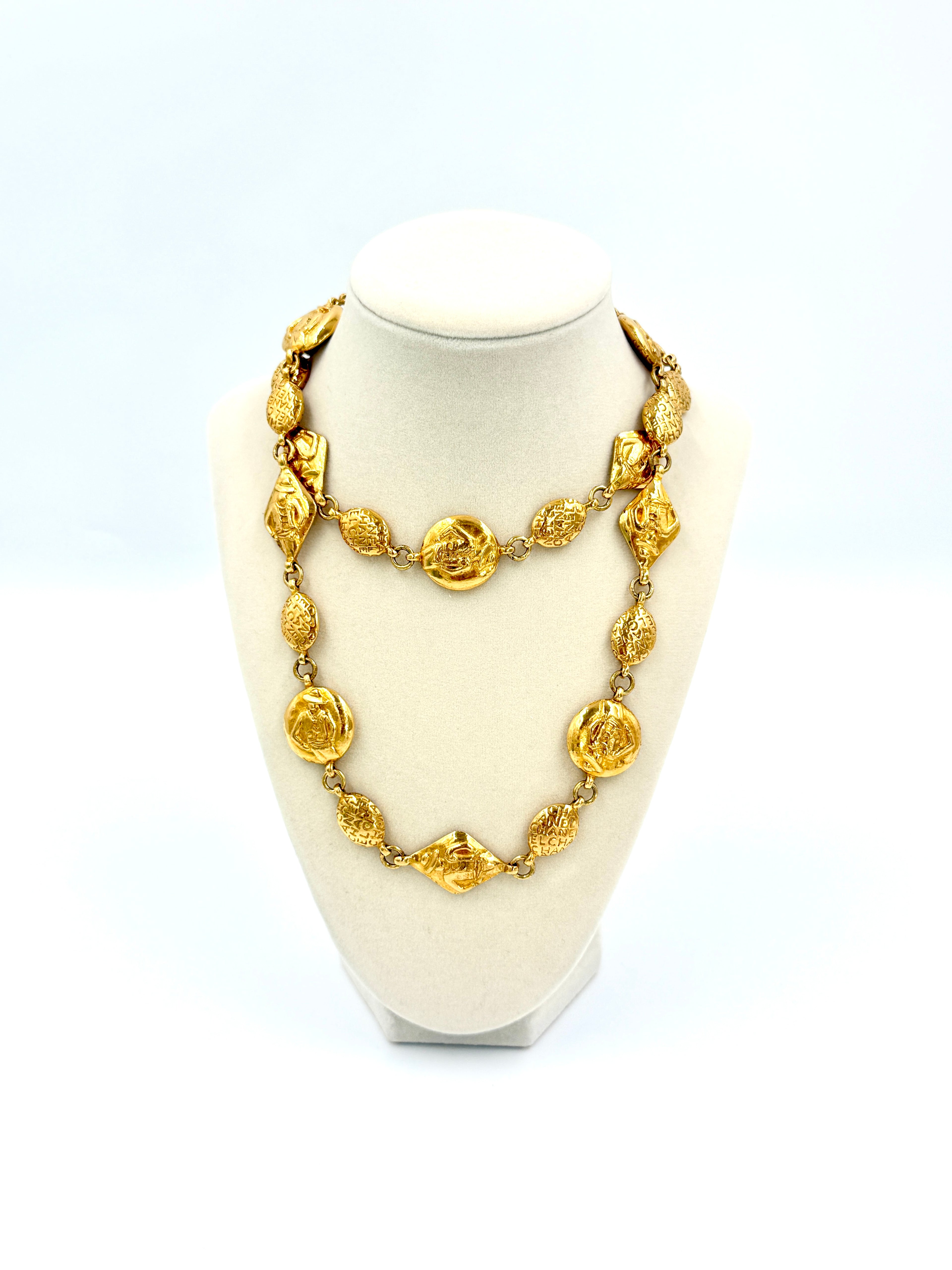 Chanel Vintage 24k Gold Plated Coco Mademoiselle Chain Necklace Pre Owned Authentic