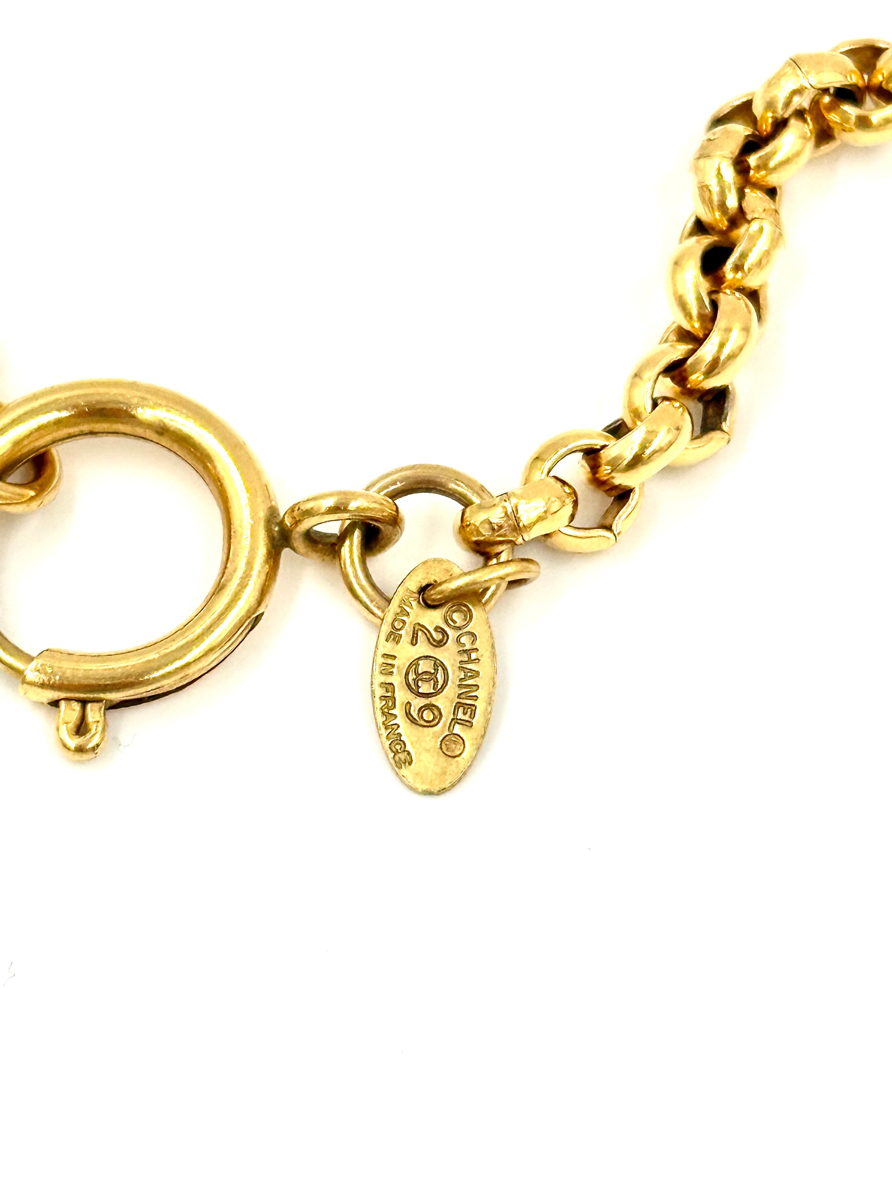 CHANELVintage CC Logos Rhombus Charm Long Necklace 34" Pre Owned Authentic