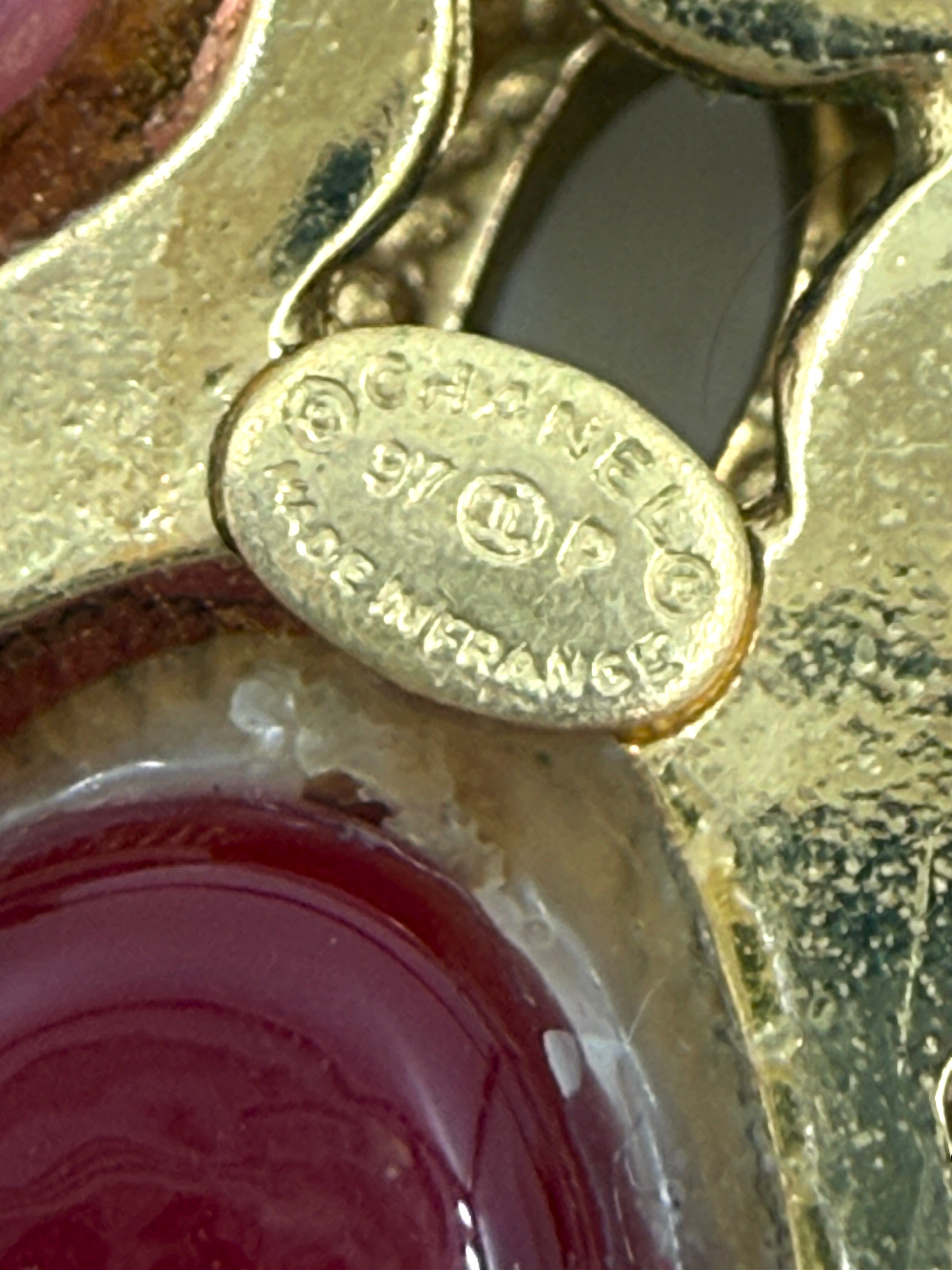 Chanel Vintage Gripoix CC Pin & Brooch Pre Owned Authentic