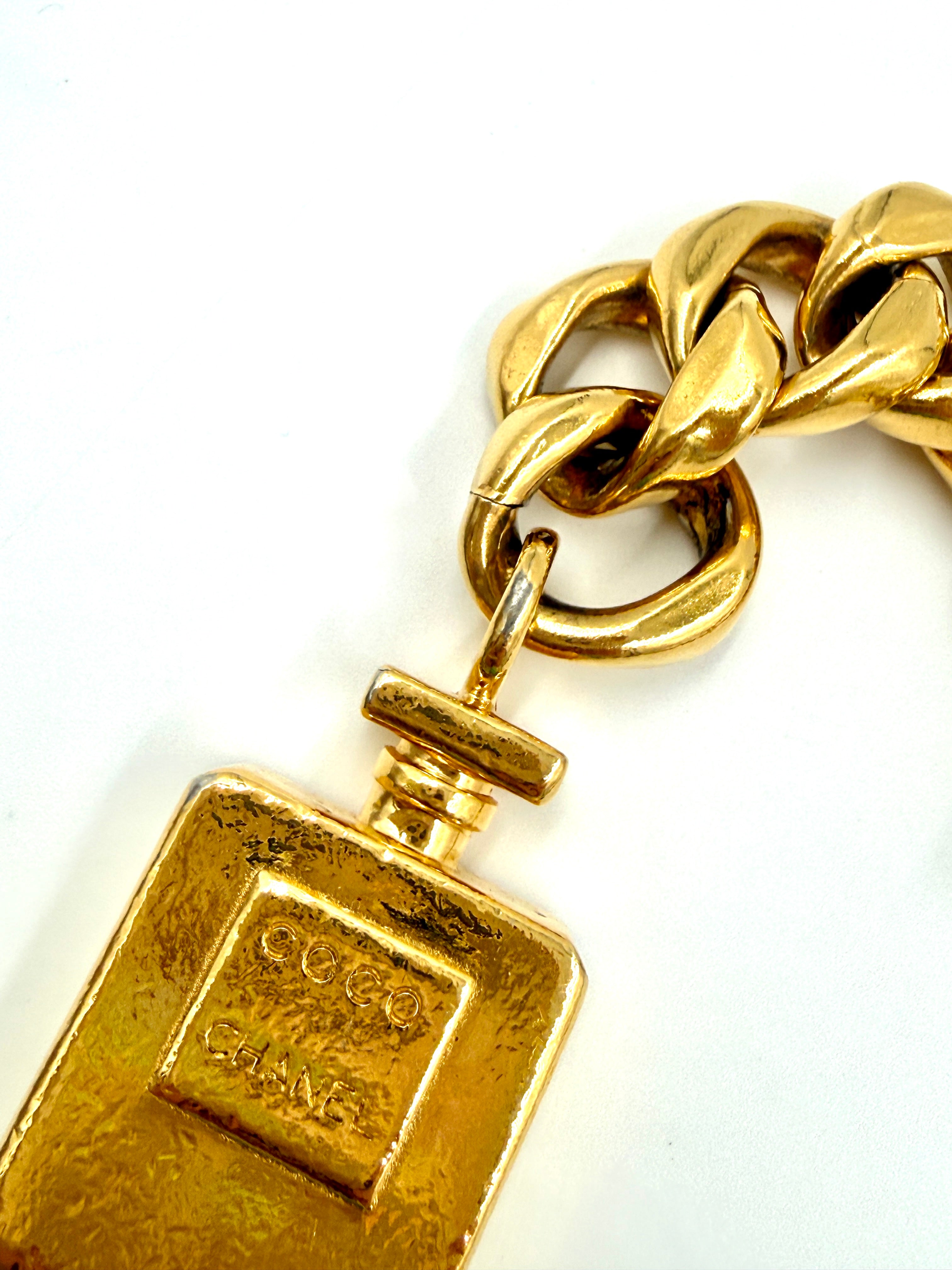 Chanel Gold Perfume Bottle Chain Belt Small Pre Owned Authentic