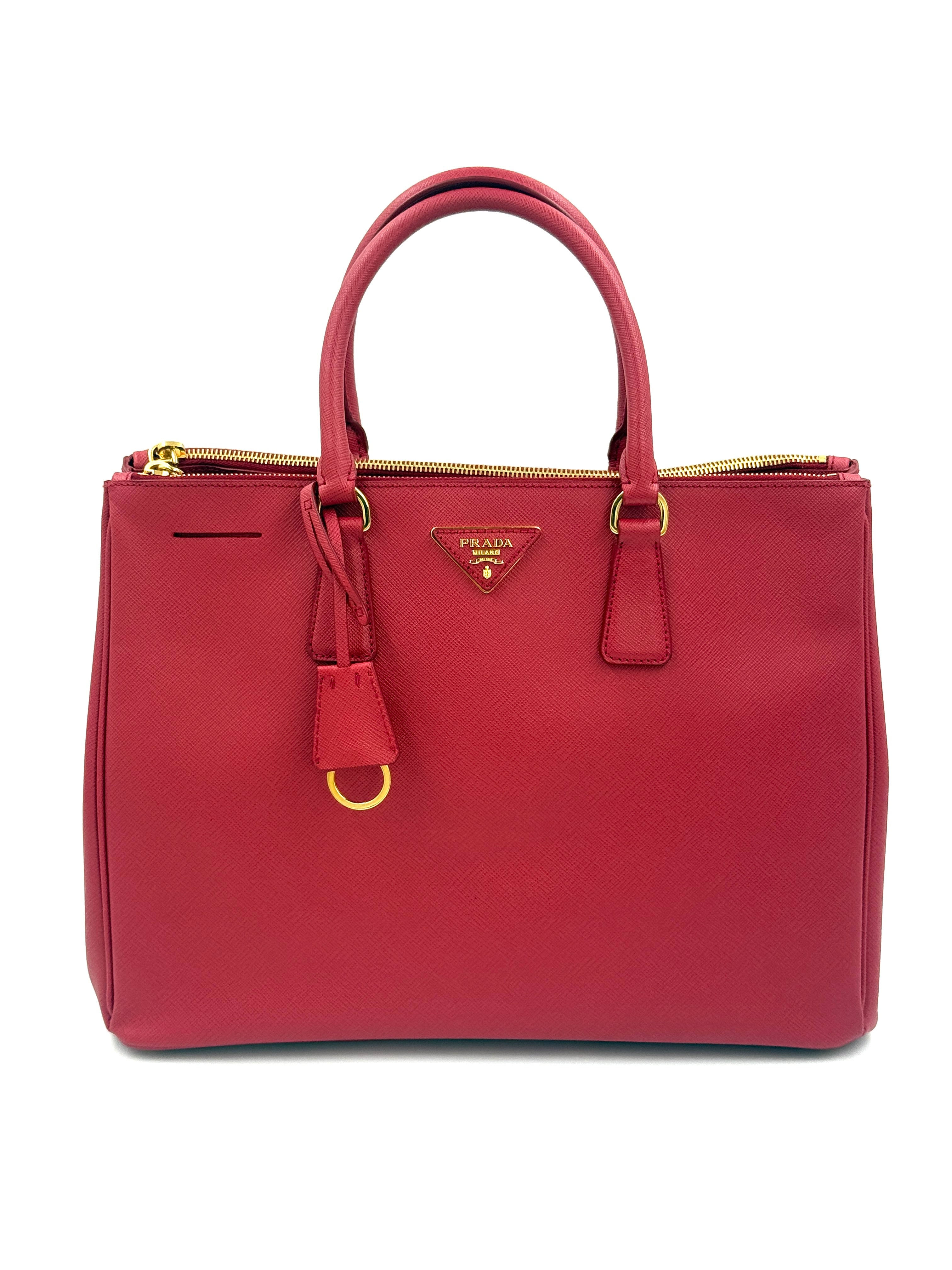 Prada Large Galleria Saffiano Leather in Red Pre Owned Authentic