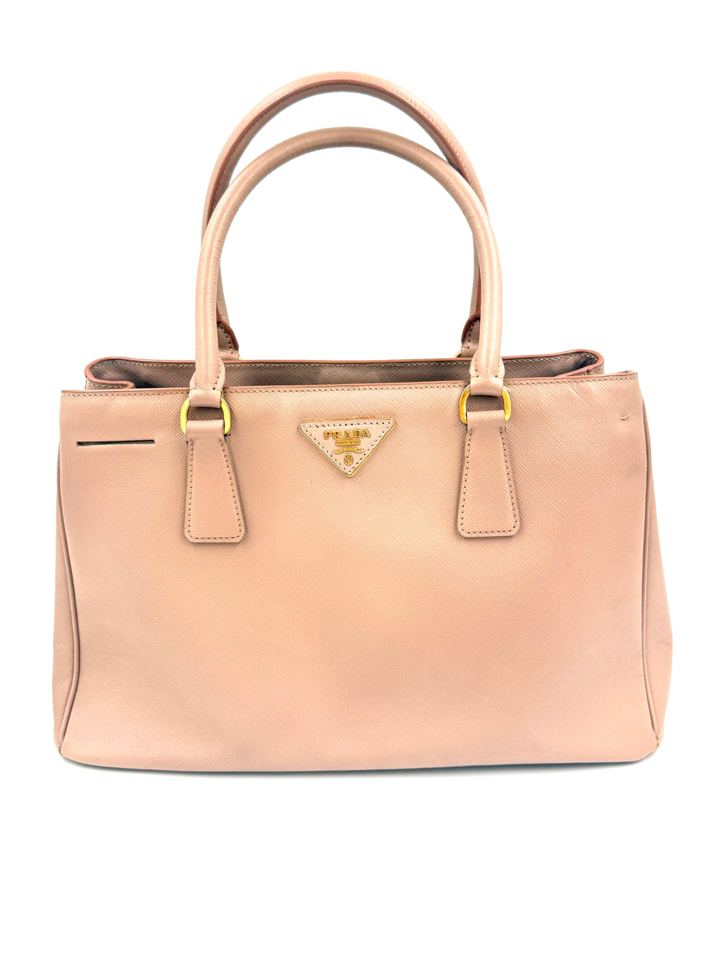 Prada Galleria Saffiano Leather in Beige with Coordinating Wallet Pre Owned Authentic