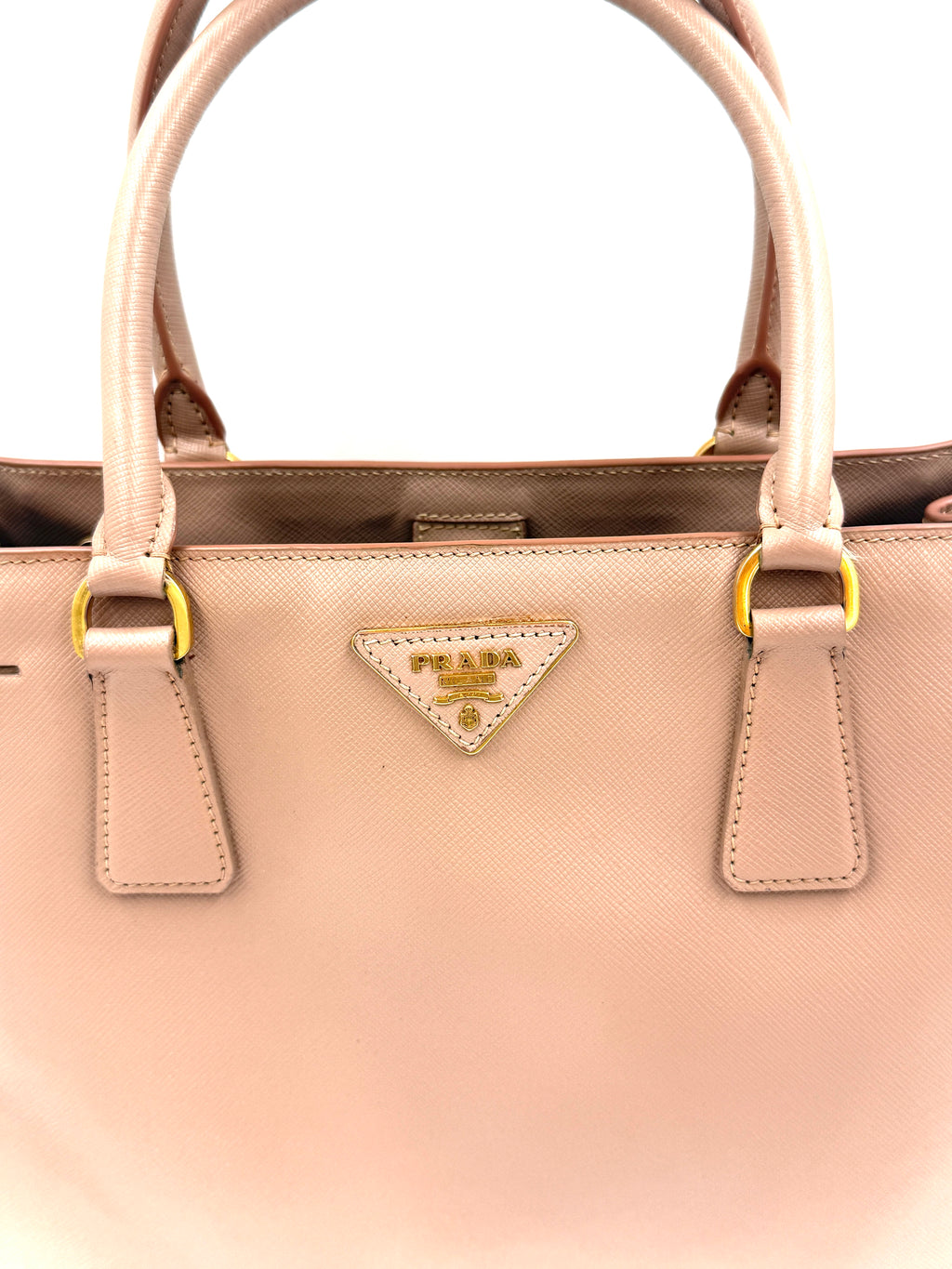 Prada Galleria Saffiano Leather in Beige with Coordinating Wallet Pre Owned Authentic