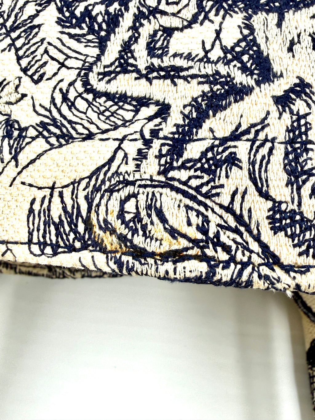 Christian Dior Toile de Jouy Book Tote Large Ecru and Navy Pre Owned Authentic