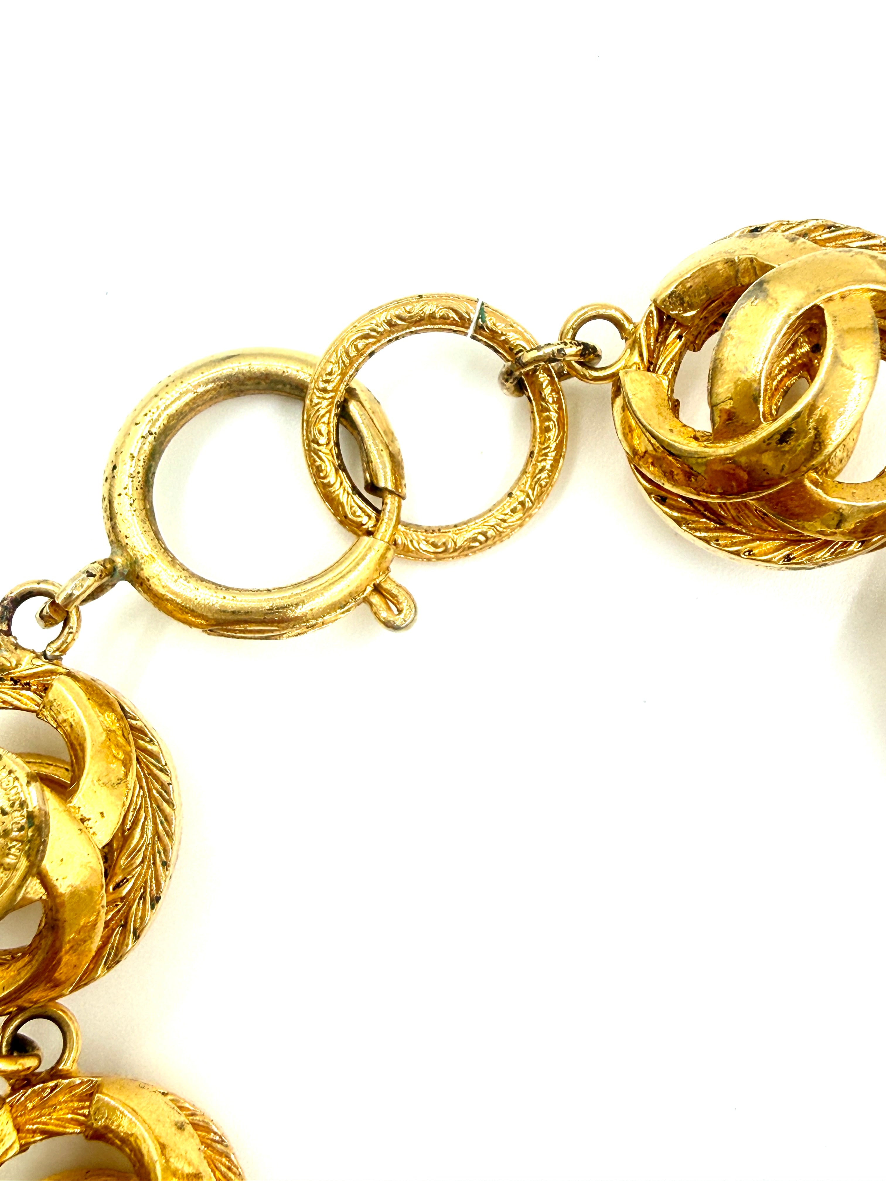 Pre-Owned Chanel Vintage Coco Mark Necklace Gold Plated Cage Orb Beads CC Logo Pendant - Authenticated