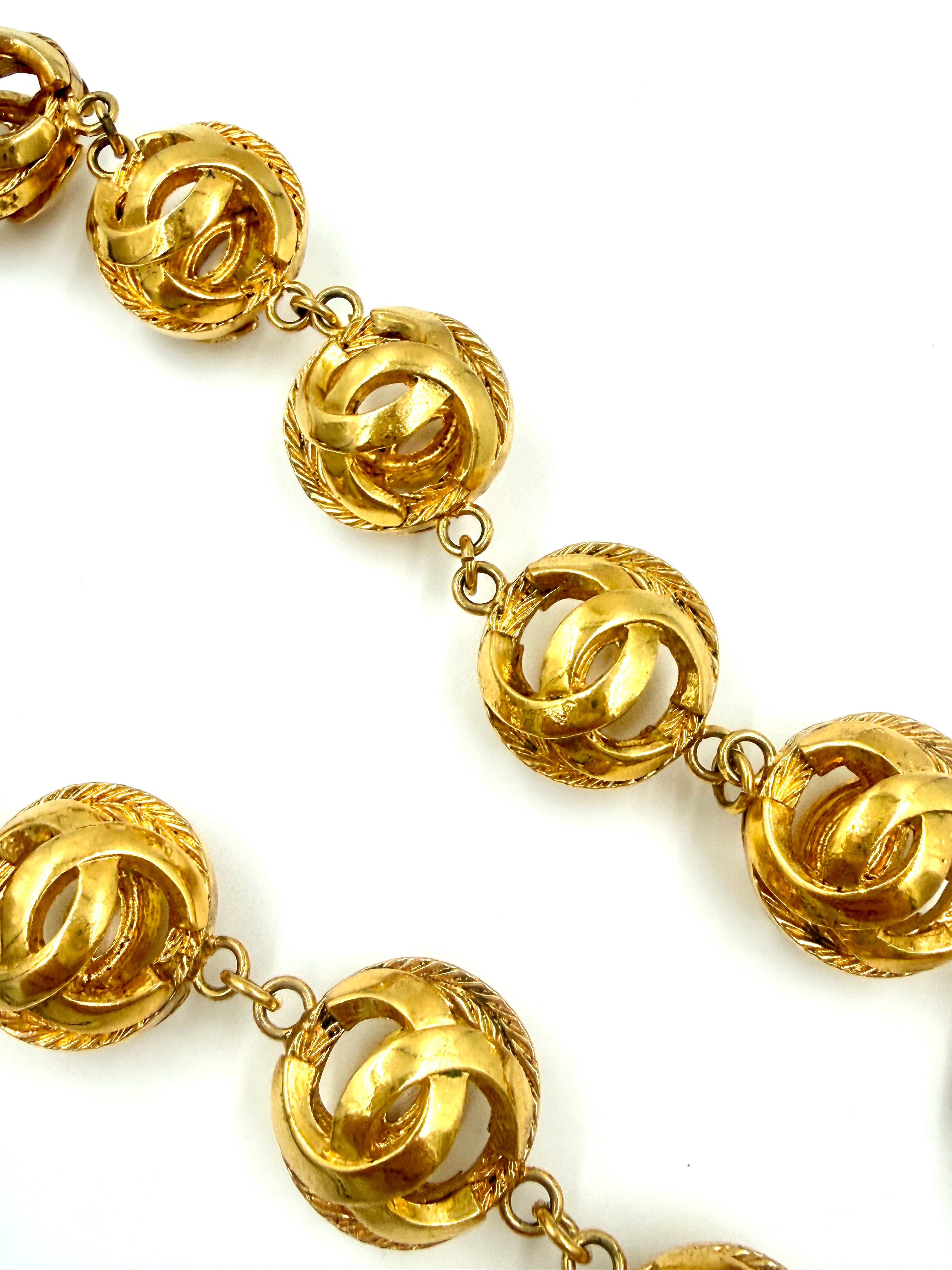 Pre-Owned Chanel Vintage Coco Mark Necklace Gold Plated Cage Orb Beads CC Logo Pendant - Authenticated